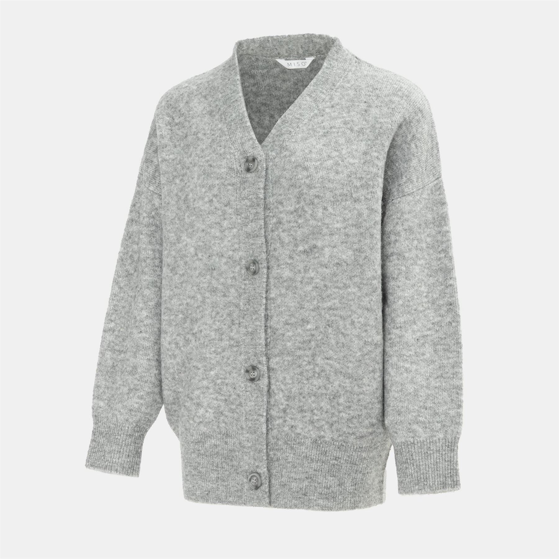 Miso Womens Knit V Neck Button Cardigan