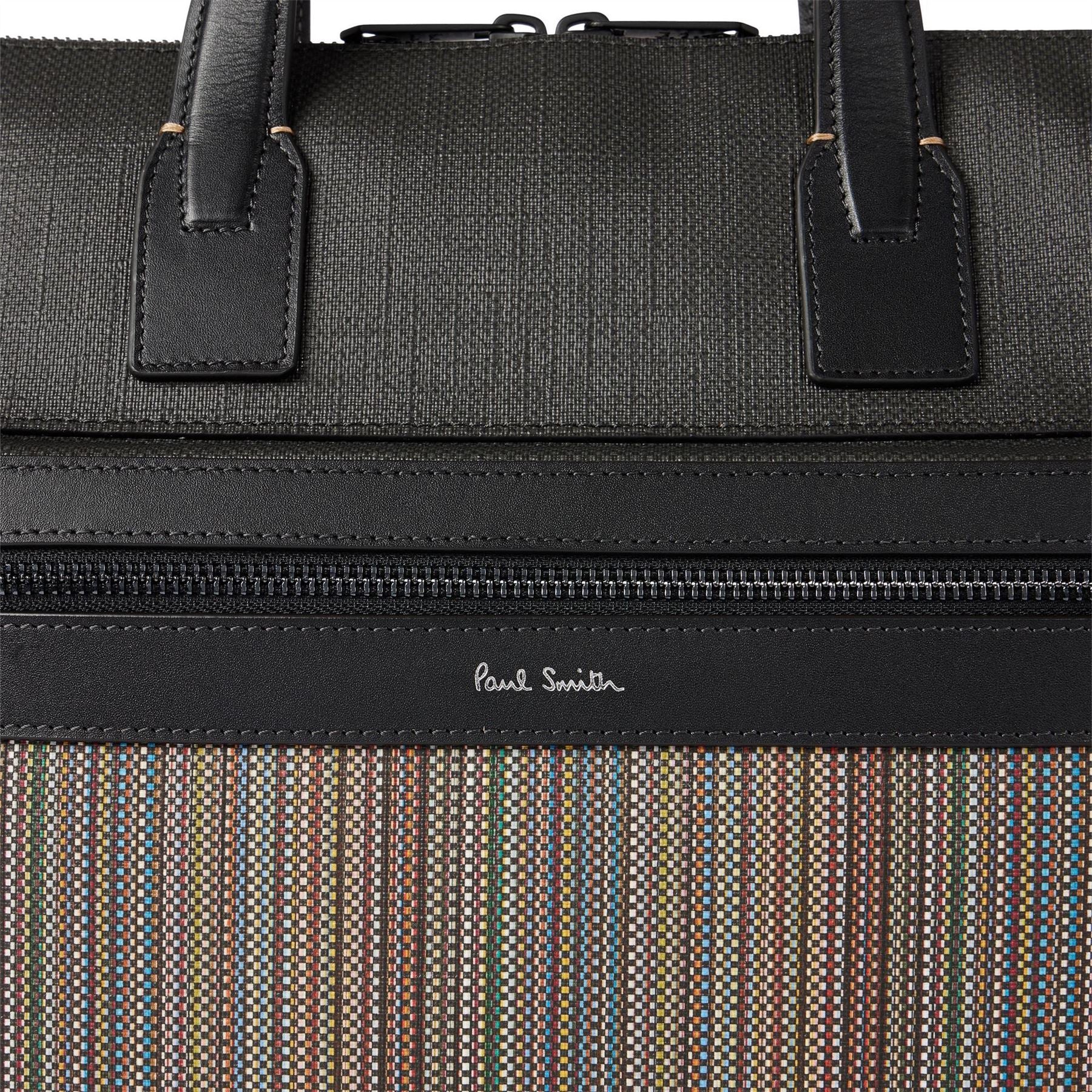 Paul Smith Striped Patterned Rectangle Briefcase with Logo