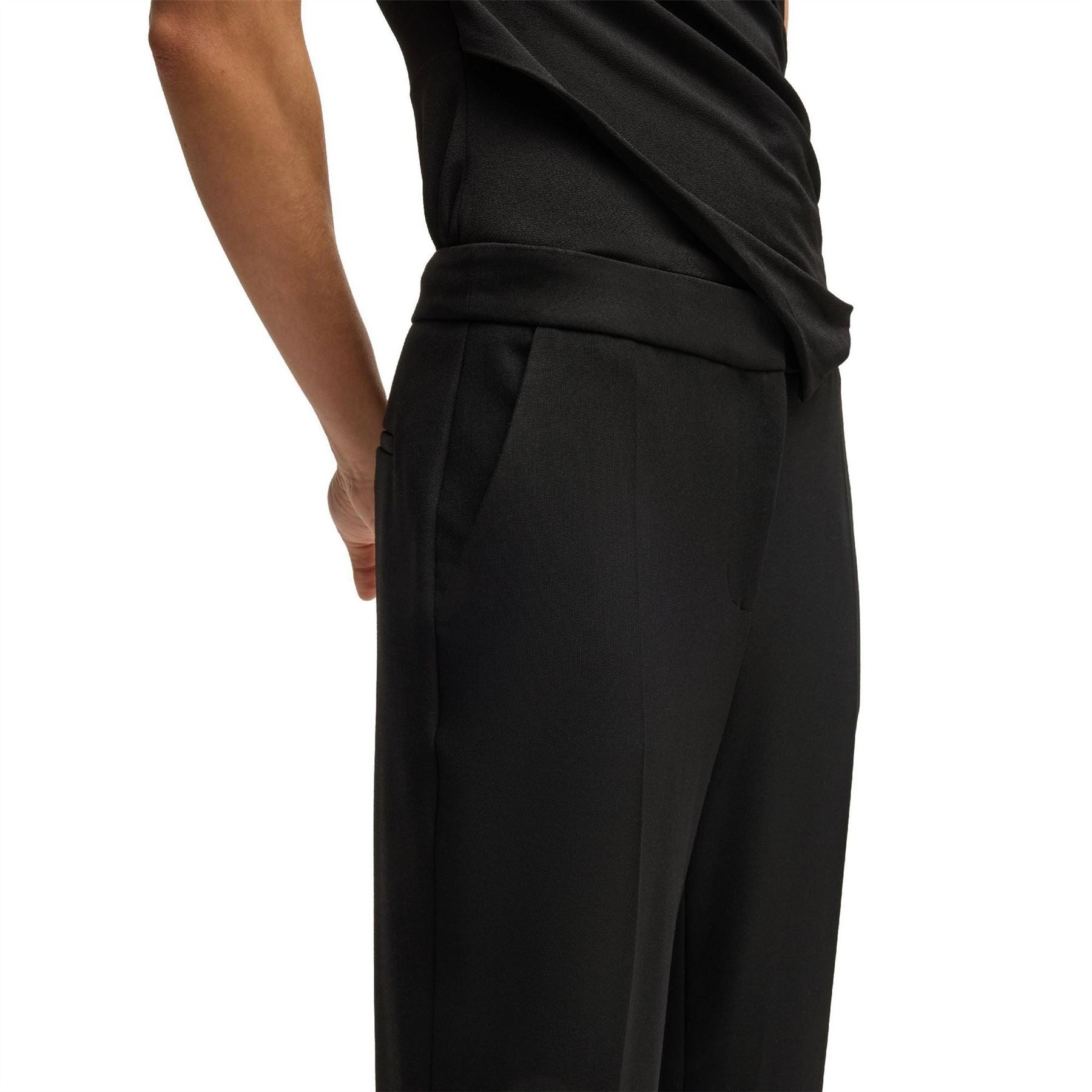 Boss Timasa1 Solid Patterned Straight Leg Trousers