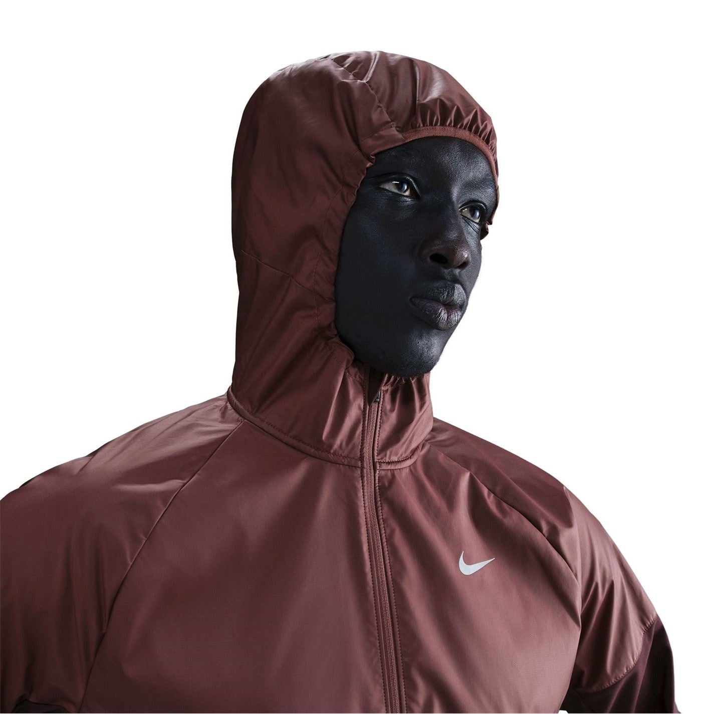 Nike Wint Miler Solid Patterned Hooded Drawstring Running Jacket