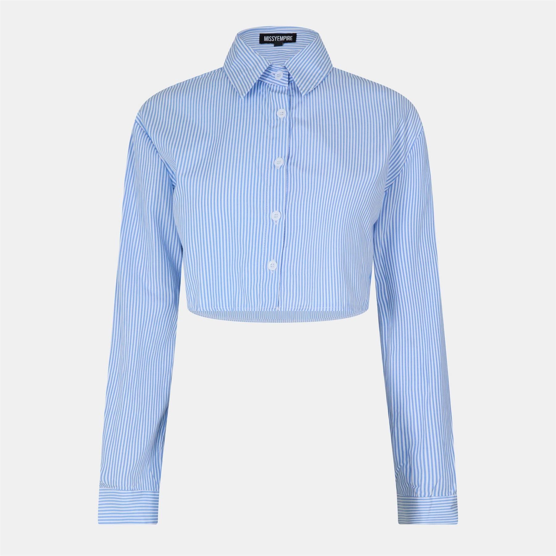Missy Empire Womens Stripe Cotton Cropped Shirt