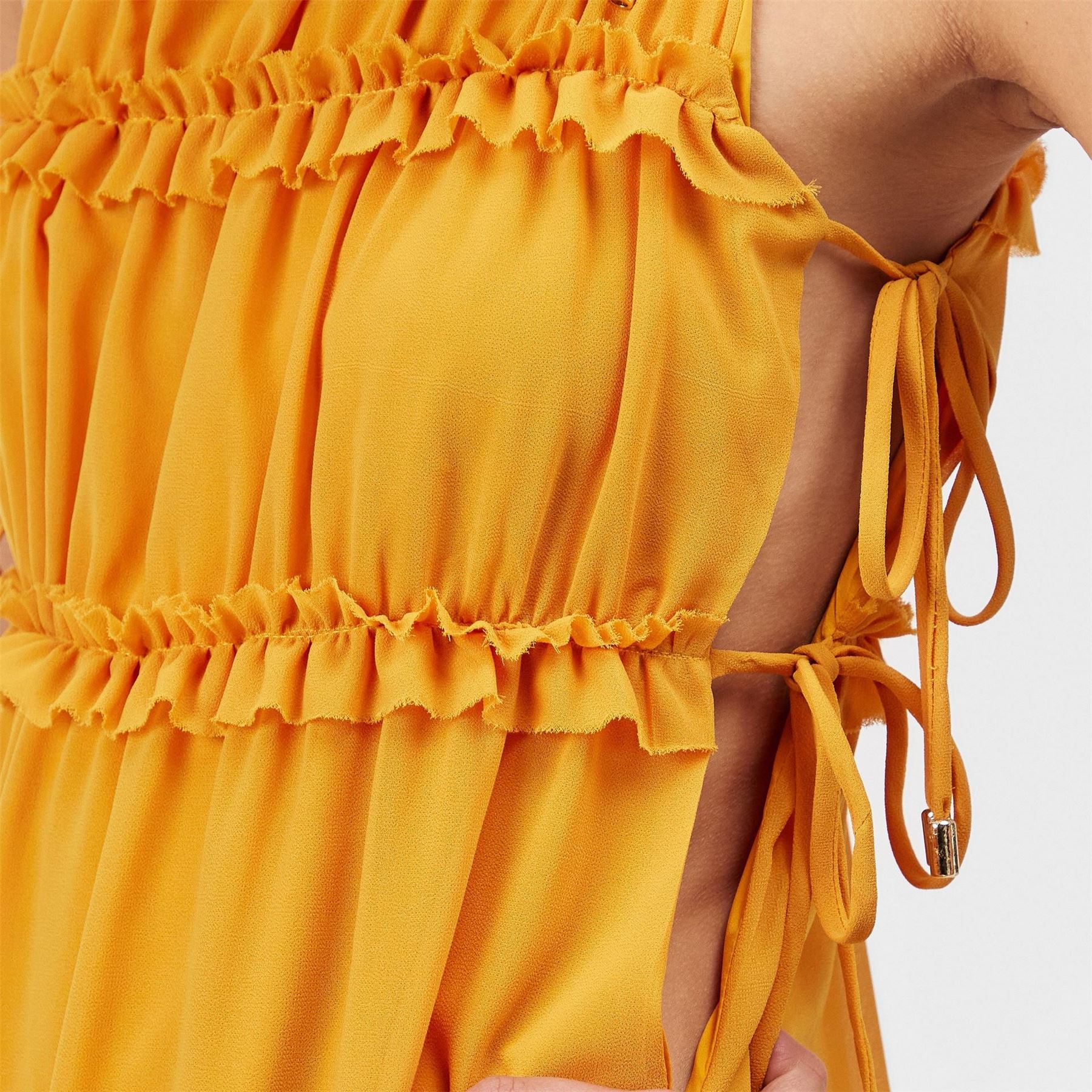 AmyLynn Ruffle Halter Neck Maxi Tiered Dress