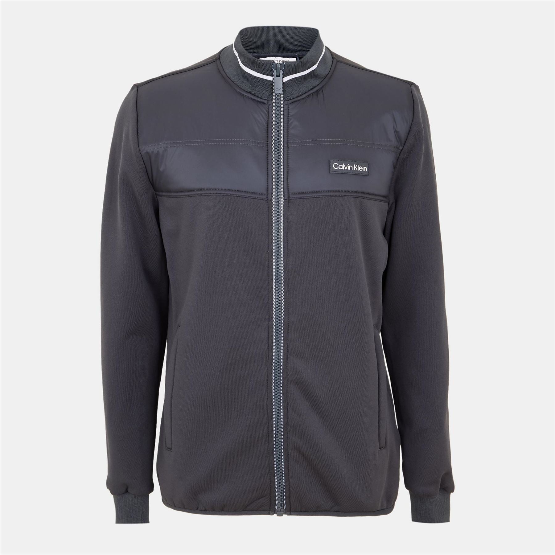 Calvin Klein Golf Solid Patterned Full Zipper Ribbed Cuff Track Jacket