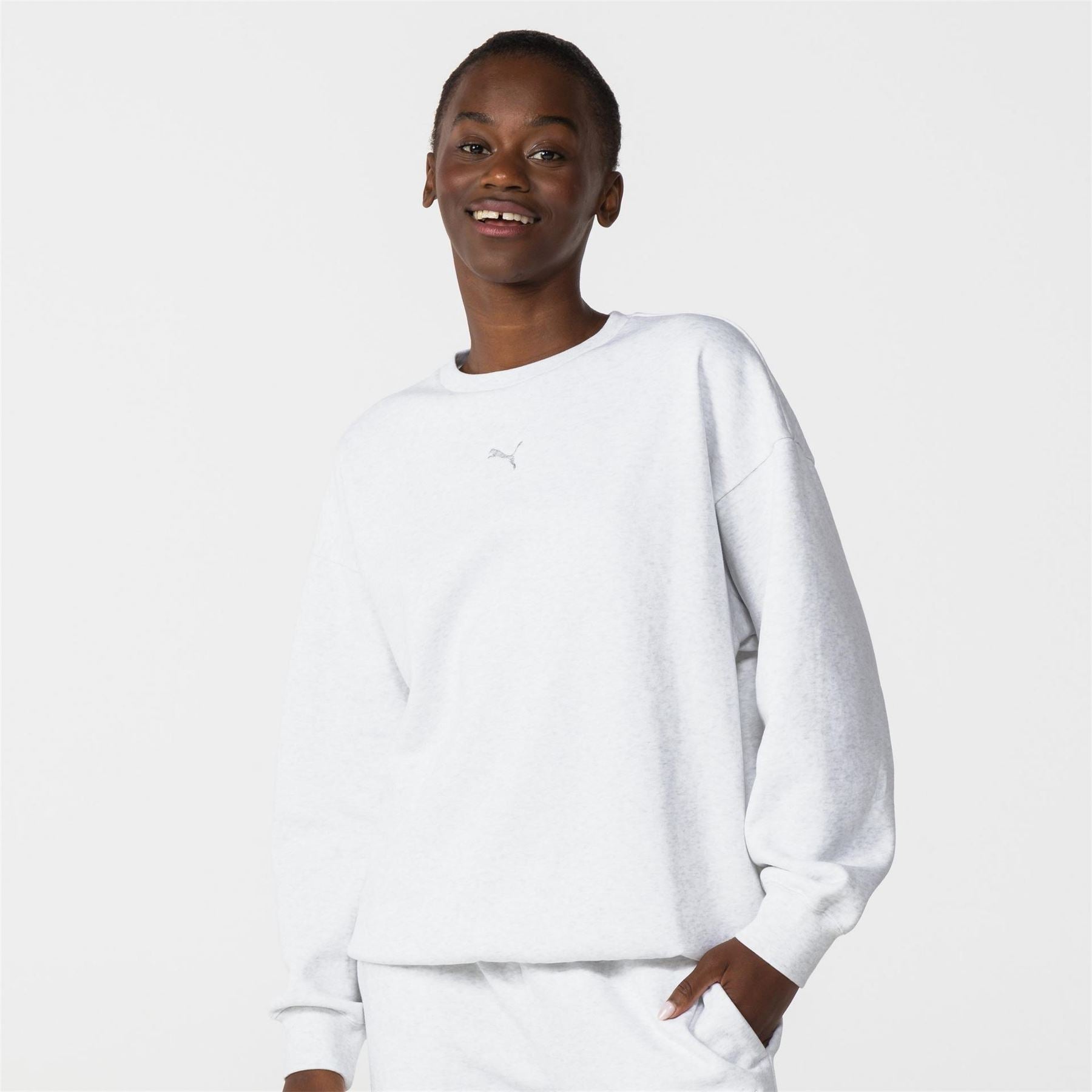 Puma Womens Ess Oversized Crew Fl Sweatshirt