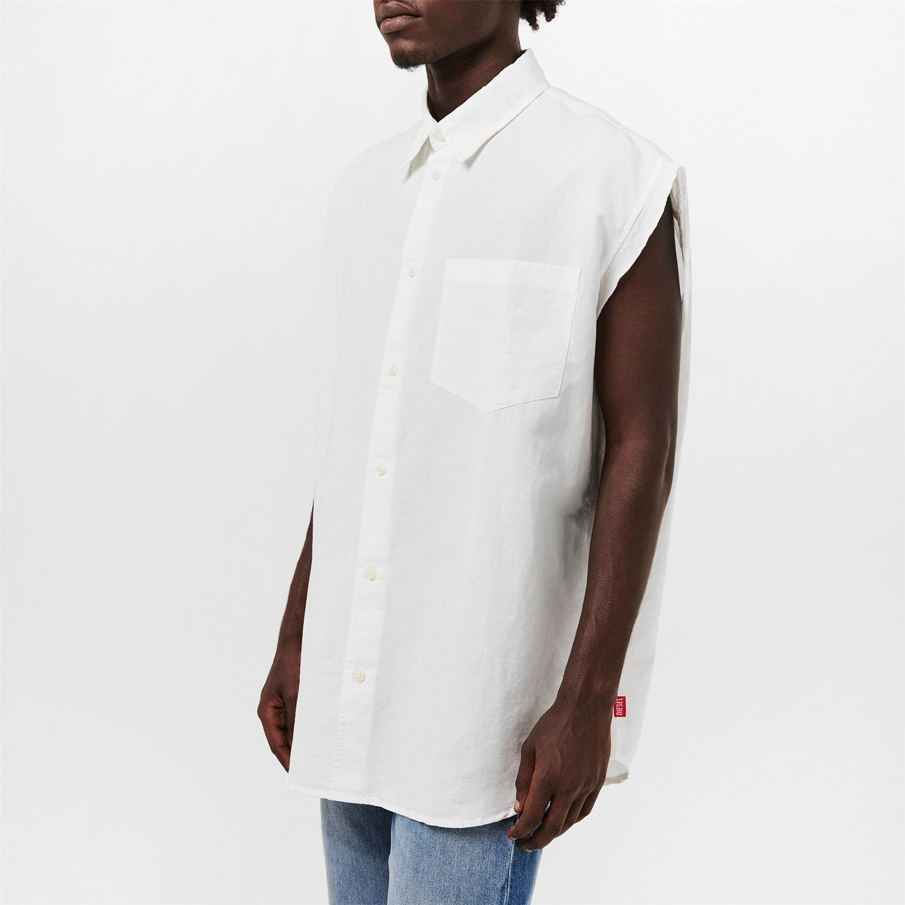 Diesel Relaxed Fit Sleeveless Collared Shirt