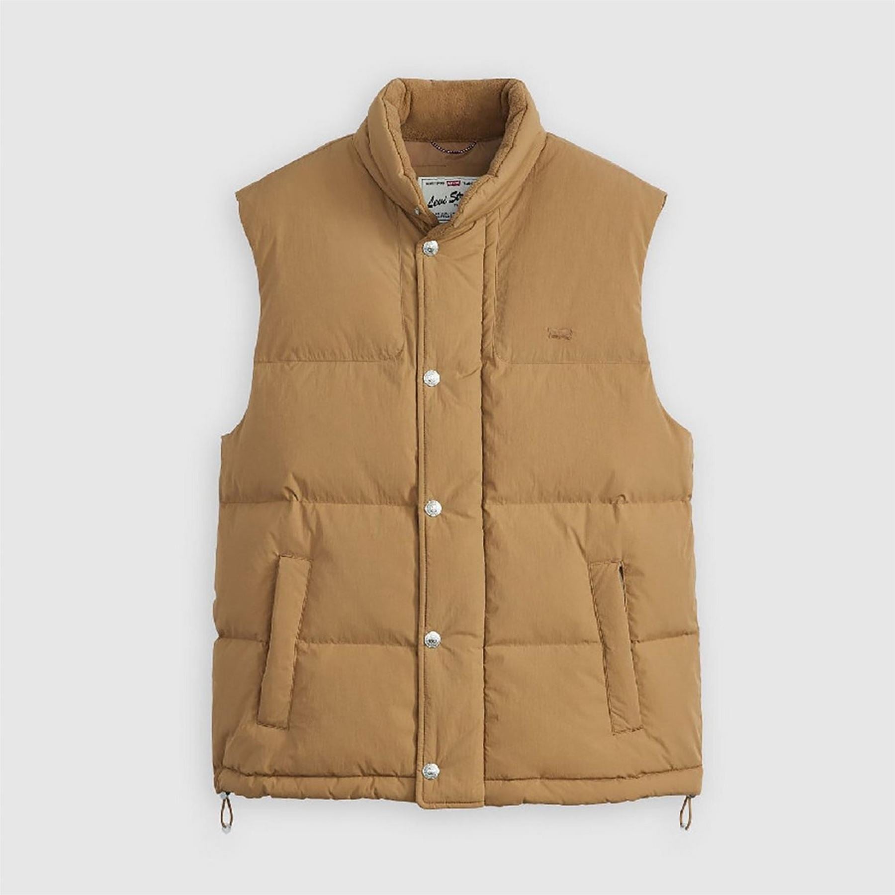 Levis Rockridge Solid Patterned Snap Button Zipped Pocket Puffer Coat