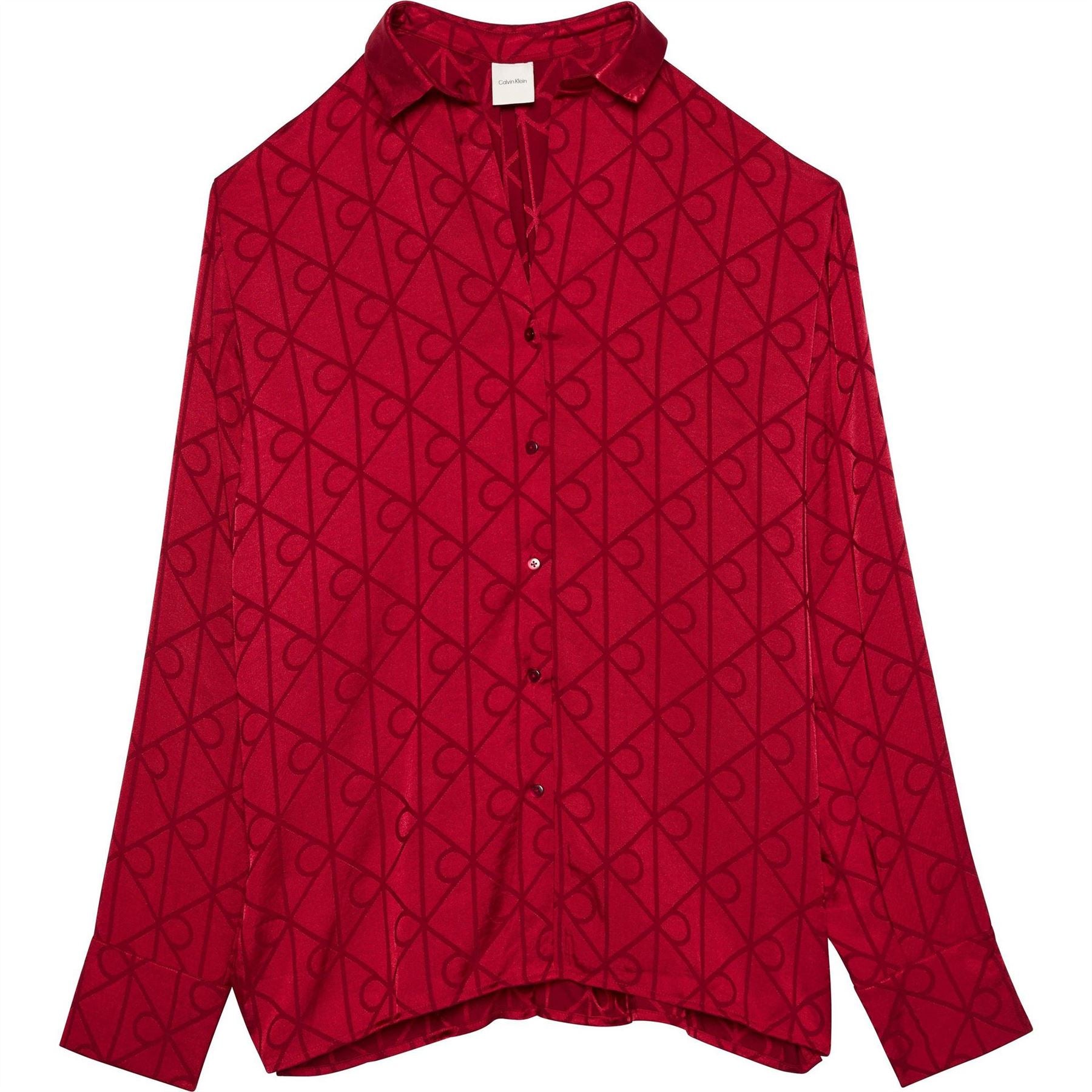 Calvin Klein Satin Collared Neck Long Sleeve Shirt
