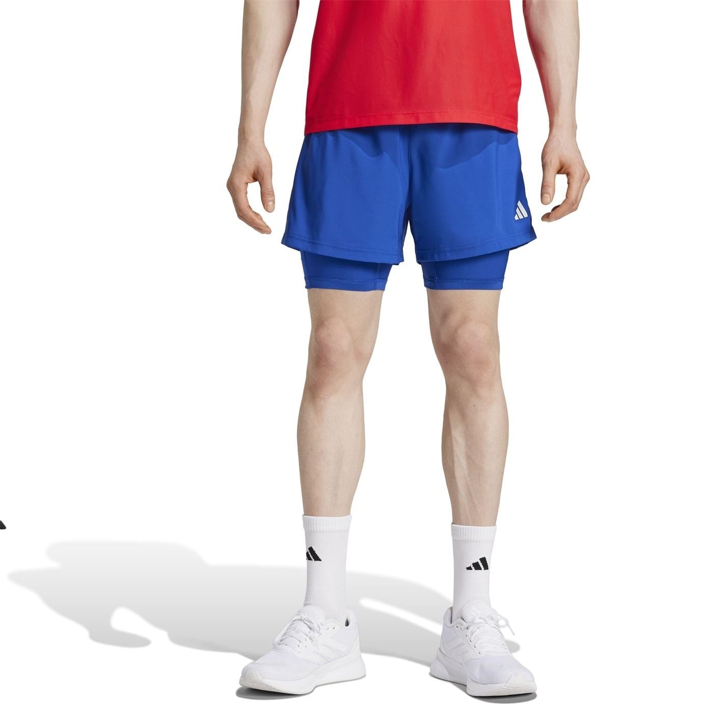 adidas Mens Own The Run 3 Stripes 2 In 1 Shorts