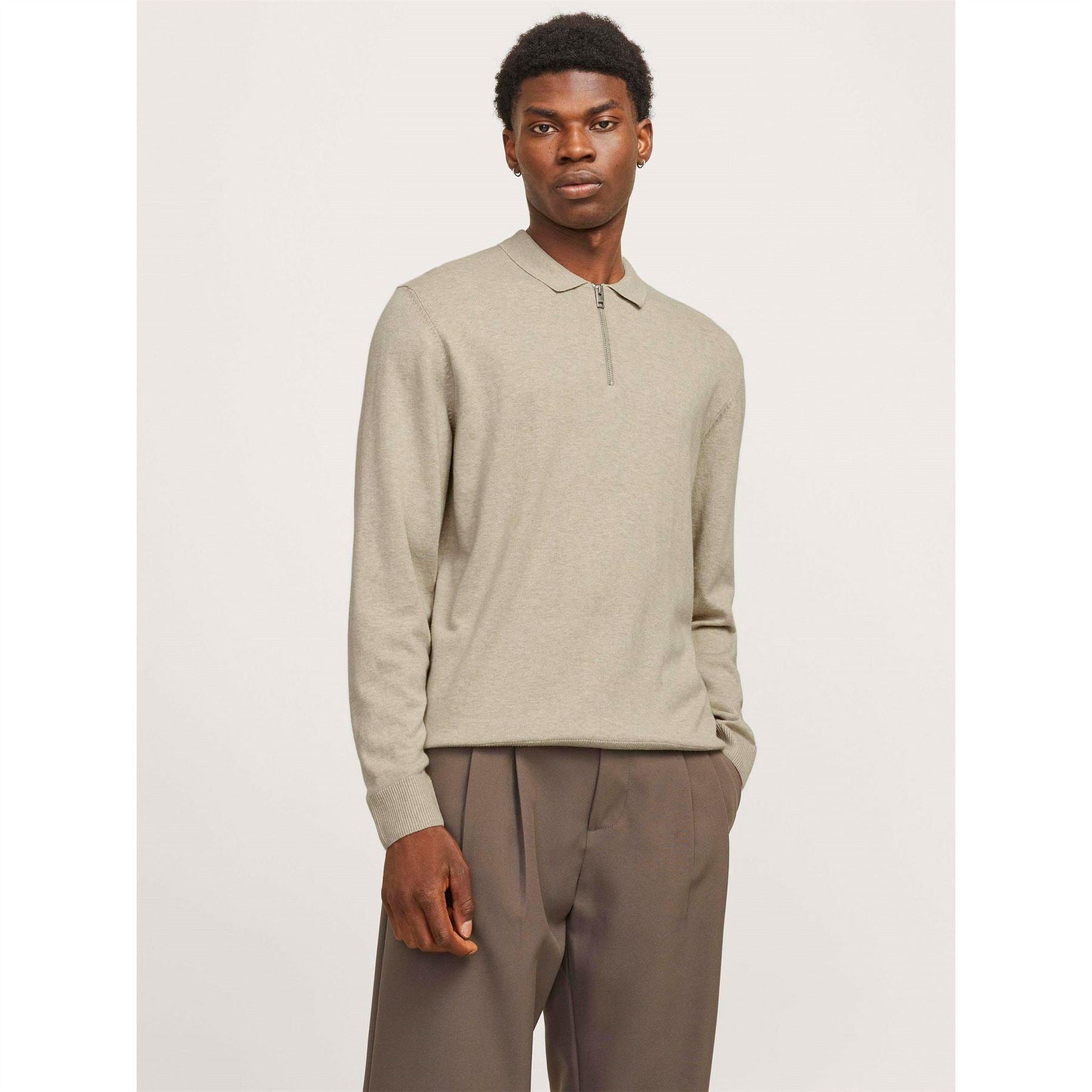 Jack and Jones Mens Emil Half Zip Knitted Polo