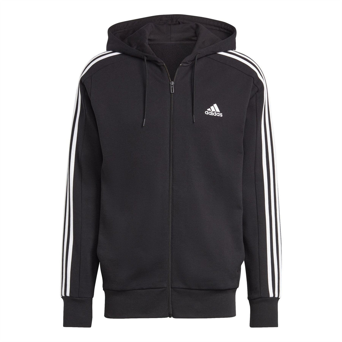 adidas Mens French Terry 3 Stripes Zip Hoodie