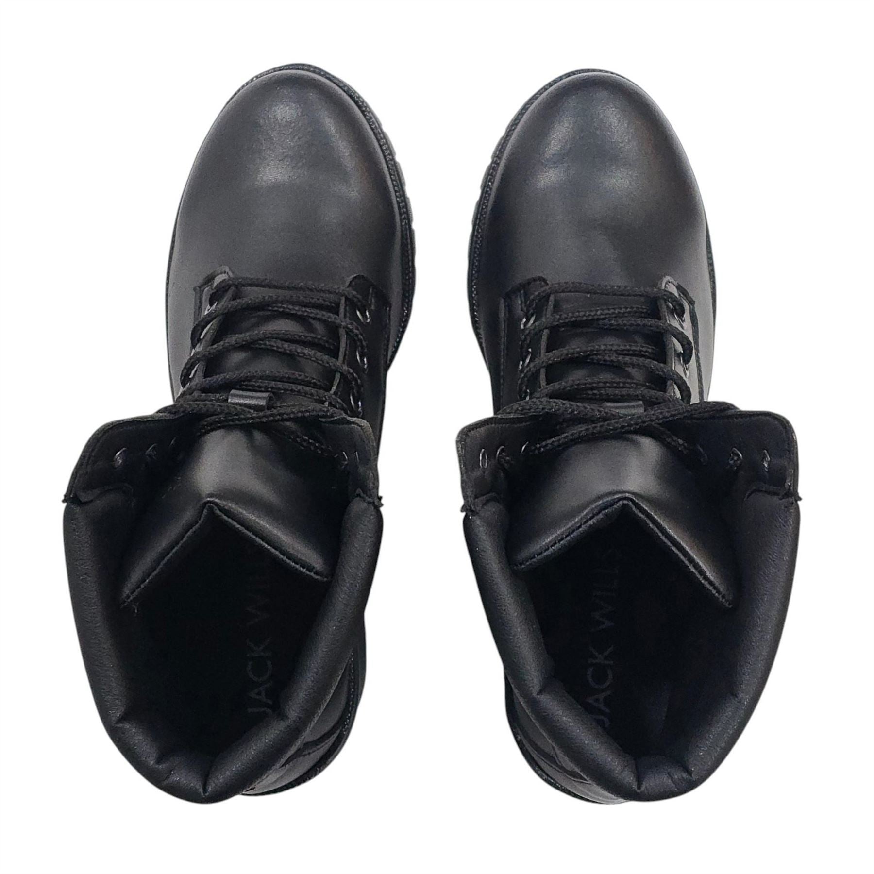 Jack Wills Premium Leather Block Heel Lace Up Ankle Boots