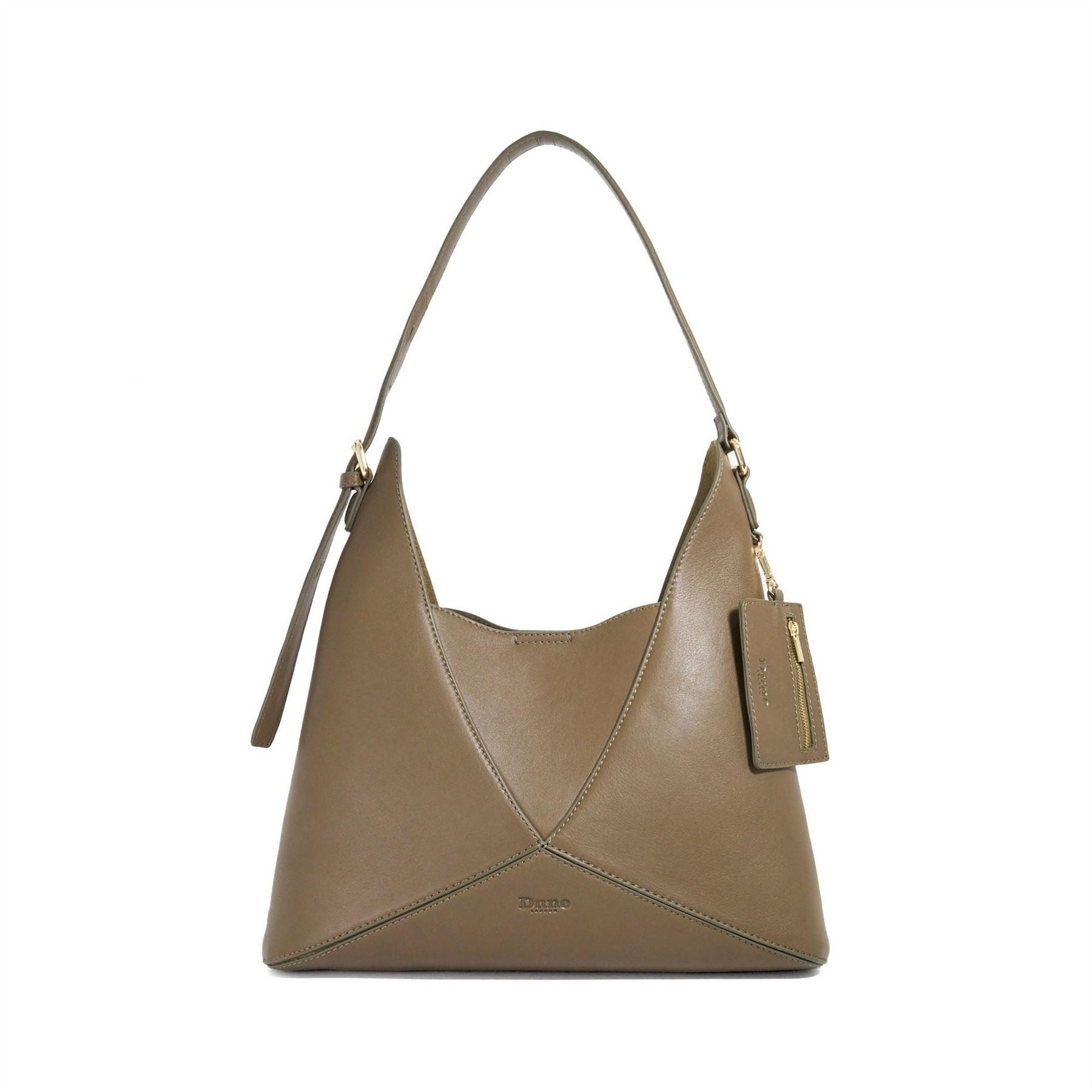 Dune London Dinidearest Trapezoid Shape Hobo Bag Gold Tone Hardware Embossed Logo