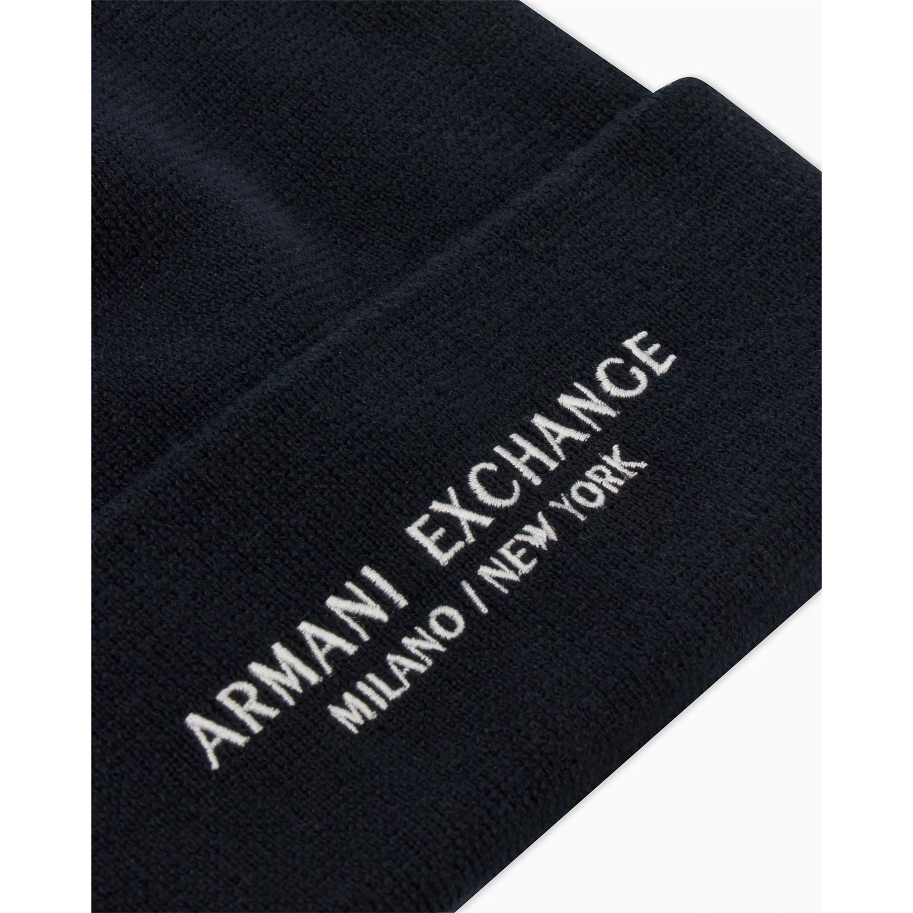 Armani Exchange Exchange Lettering Turn Up Brim Beanie