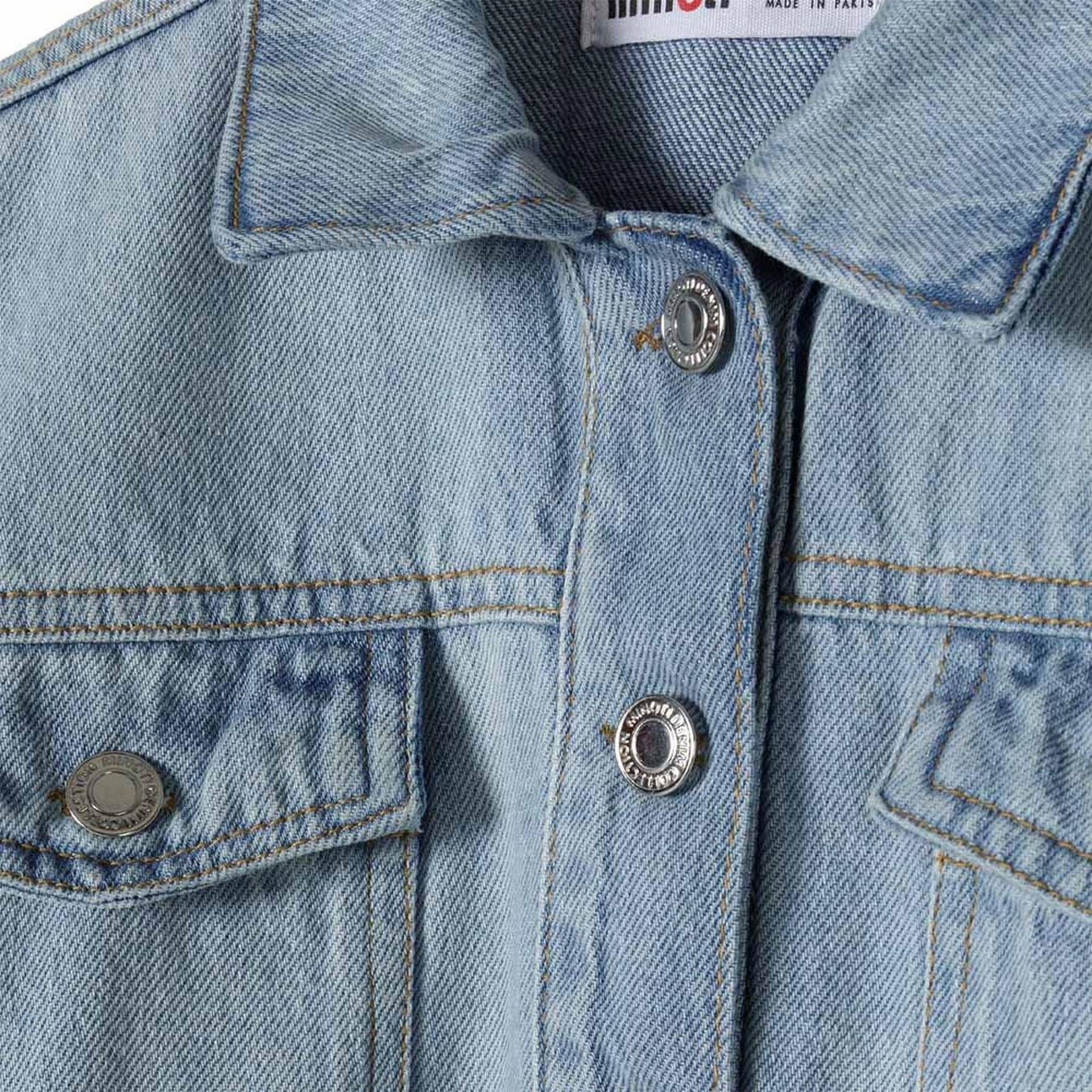 Minoti Girls Cropped Soft Denim Bomber Jacket Light Blue