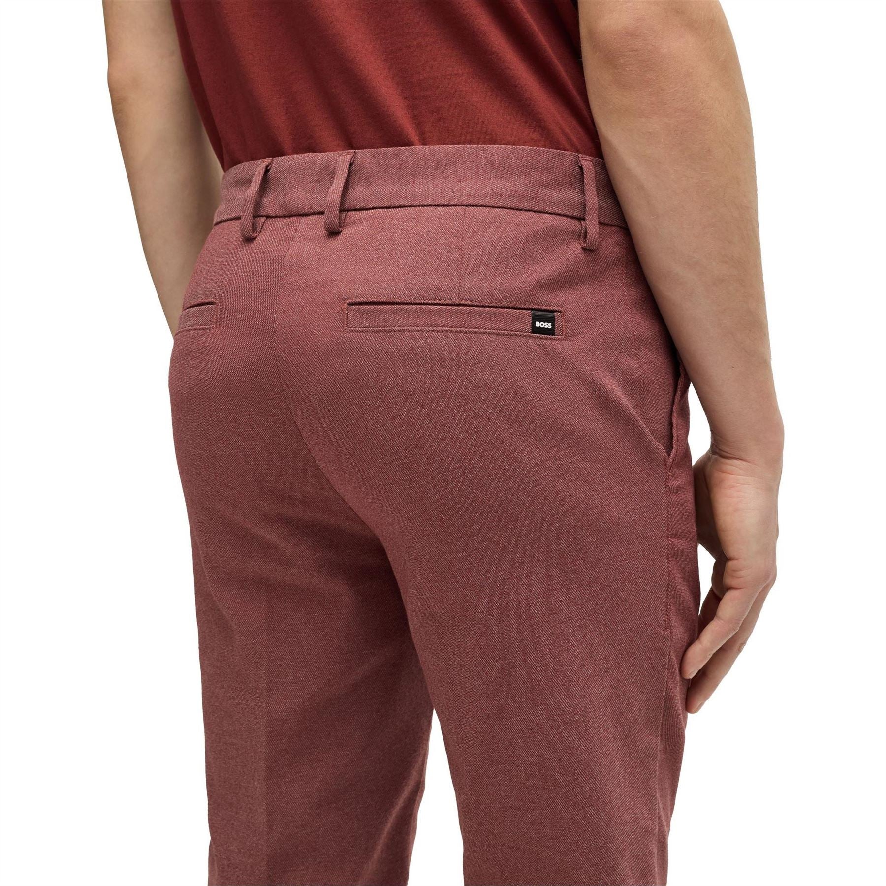 Boss Solid Patterned Straight Leg Trousers