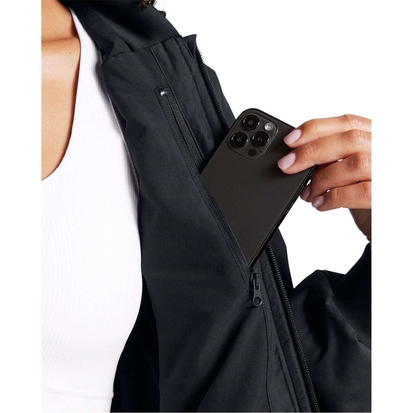 Under Armour Unstoppable Snap Button Mock Neck Ribbed Cuff Bomber Jacket