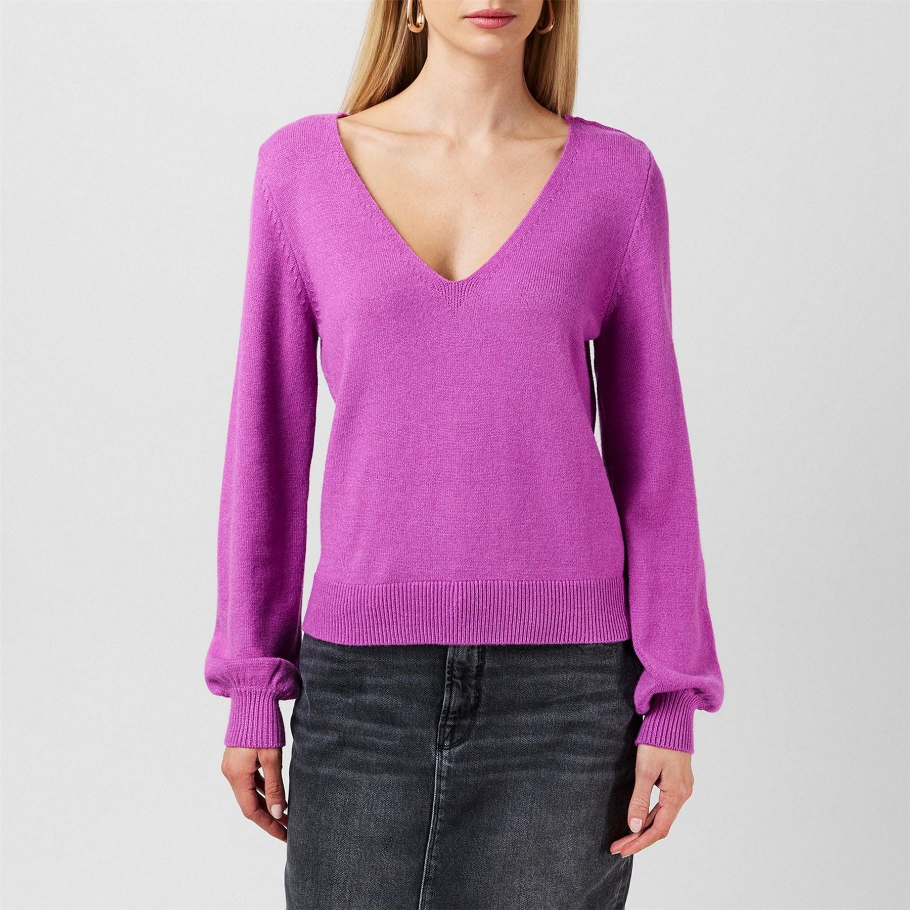 Vila V Neck Regular Fit Long Sleeve Sweater
