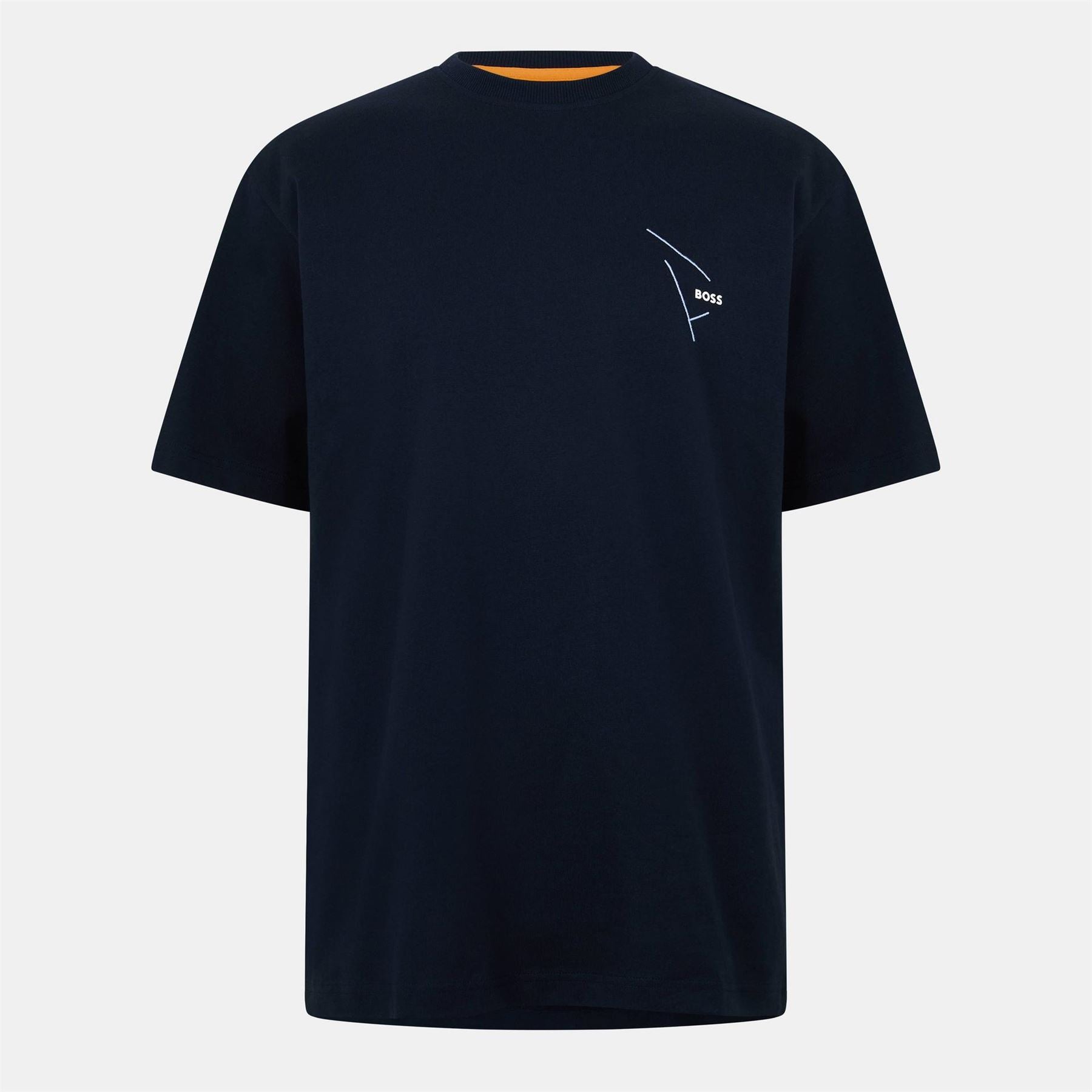 Boss Crew Neck Ribbed Collar Short Sleeve T-Shirt