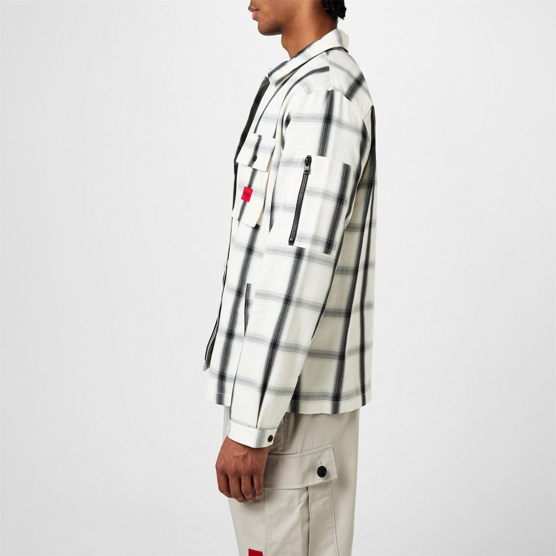 Hugo HUGO Emmond Cotton Long Sleeve Zip Overshirt   Contemporary Design with Logo Detail