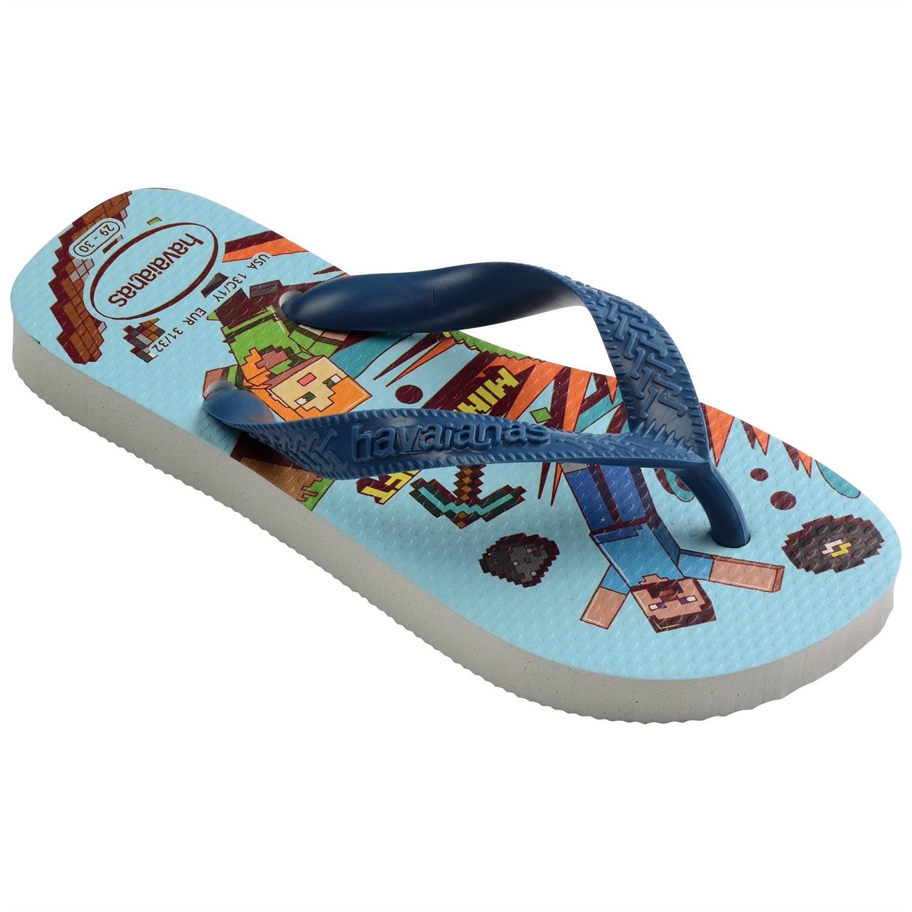 Havaianas Hav. Kids Minecraft White Blue Comf Flip Flops Womens