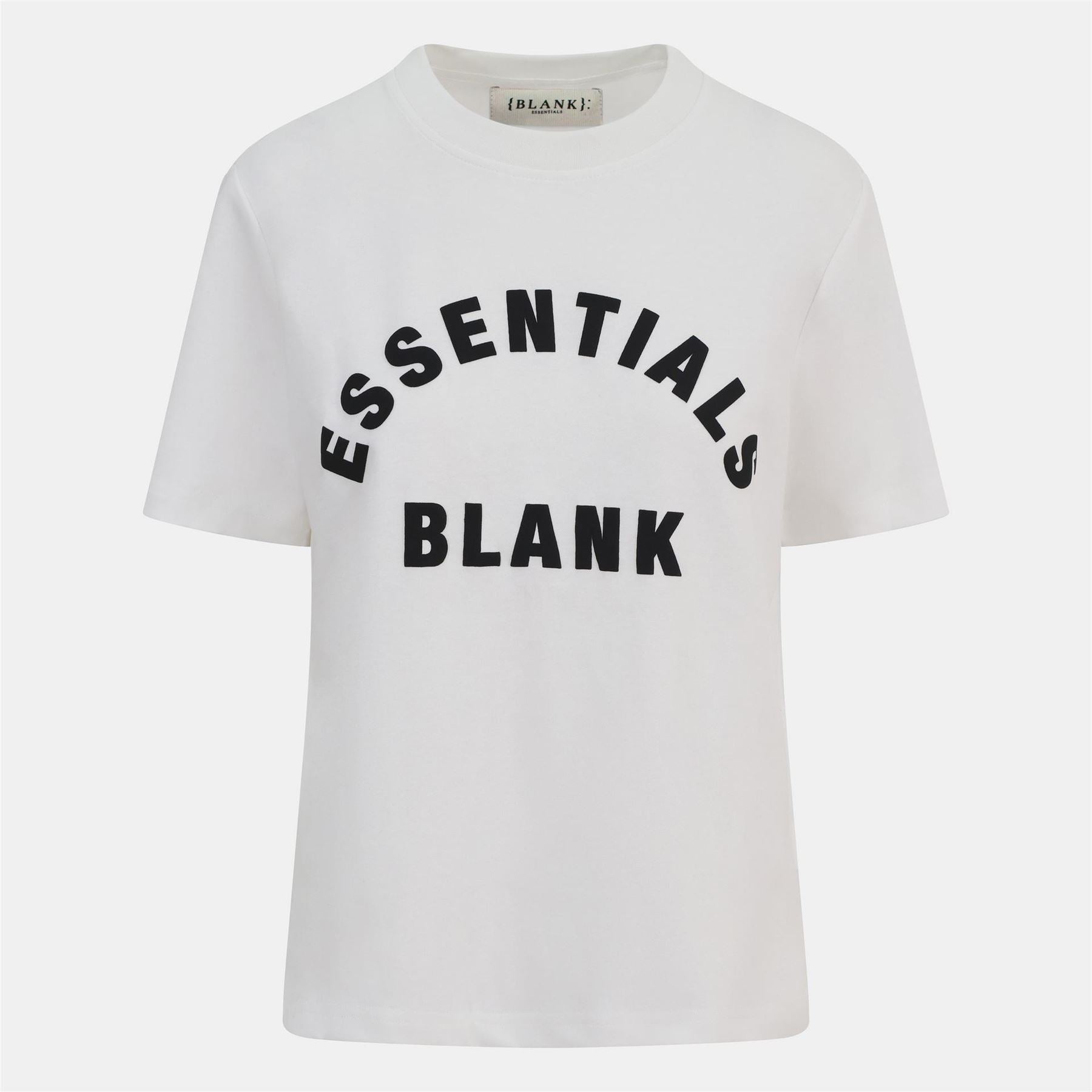 Blank Essentials Lettering Crew Neck Ribbed Collar Short Sleeve Boyfriend T-Shirt