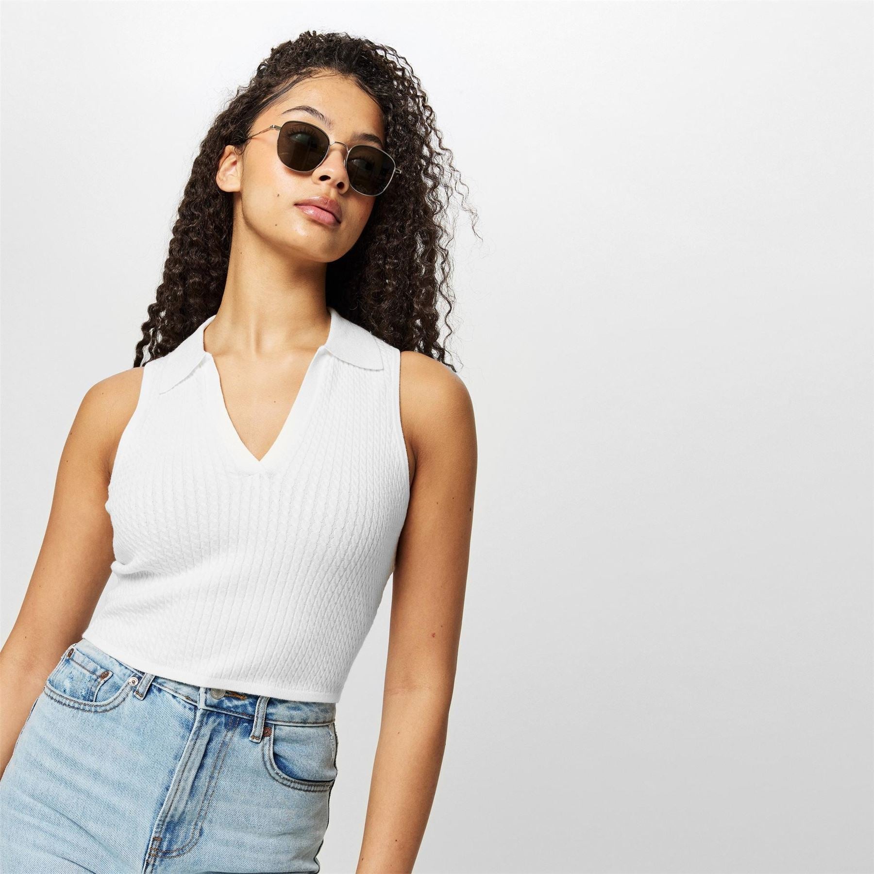 Jack Wills Cable Stitch Polo Sweater Vest