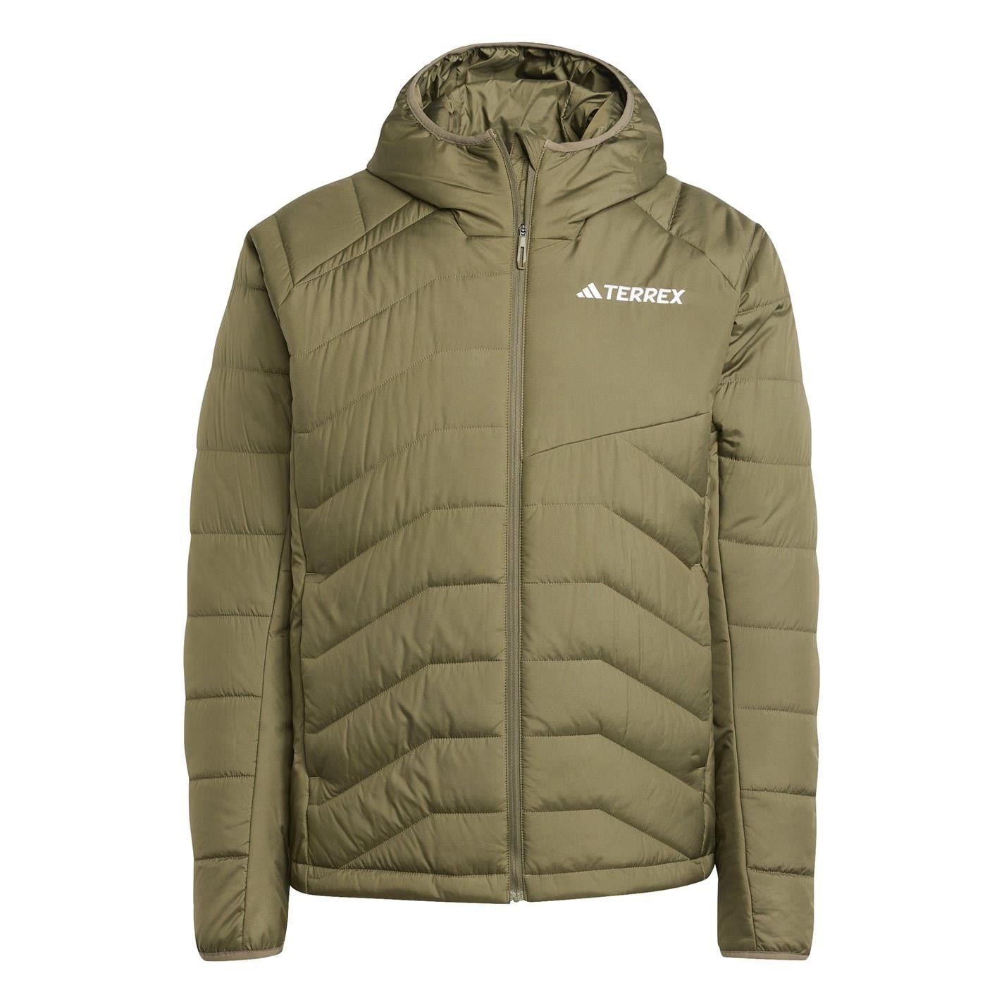 adidas Hooded Adjustable Drawstring Zipped Pocket Solid Patterned Puffer Jacket