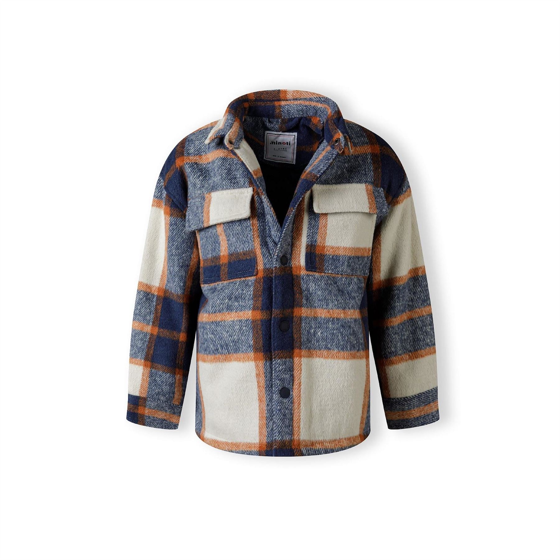 Minoti Boys Padded Shirt Jacket Wool Blend Blue Check