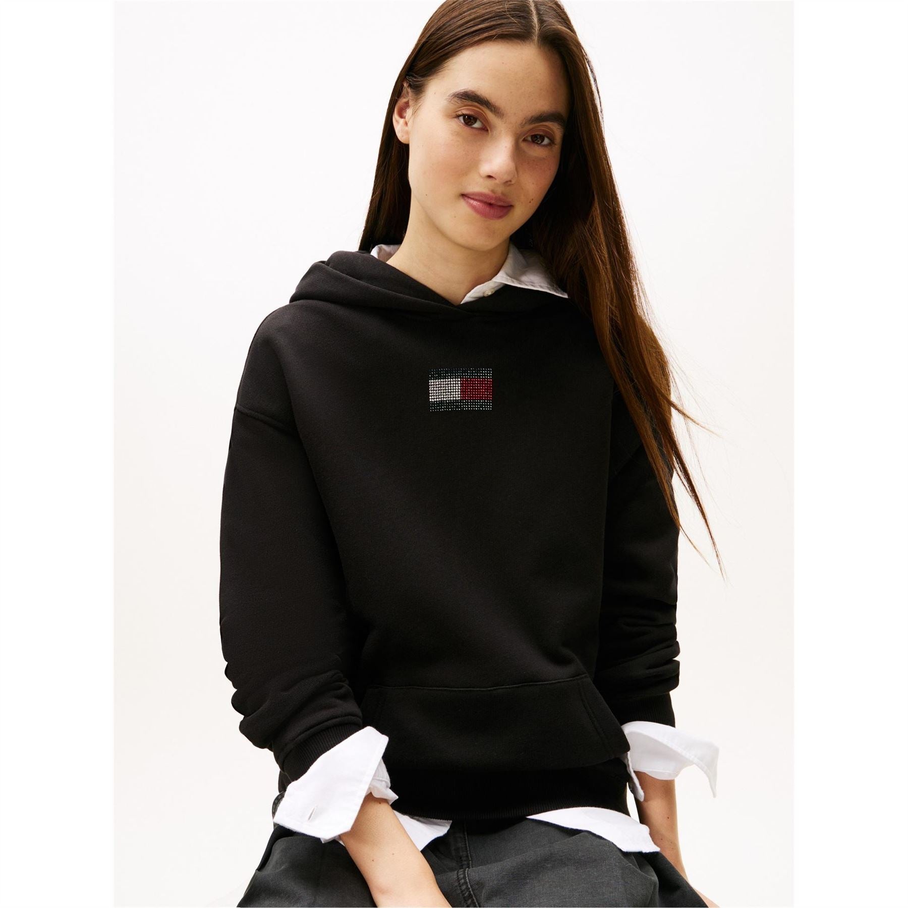 Tommy Jeans Flag Graphic Hooded Neck Long Sleeve Sweatshirt
