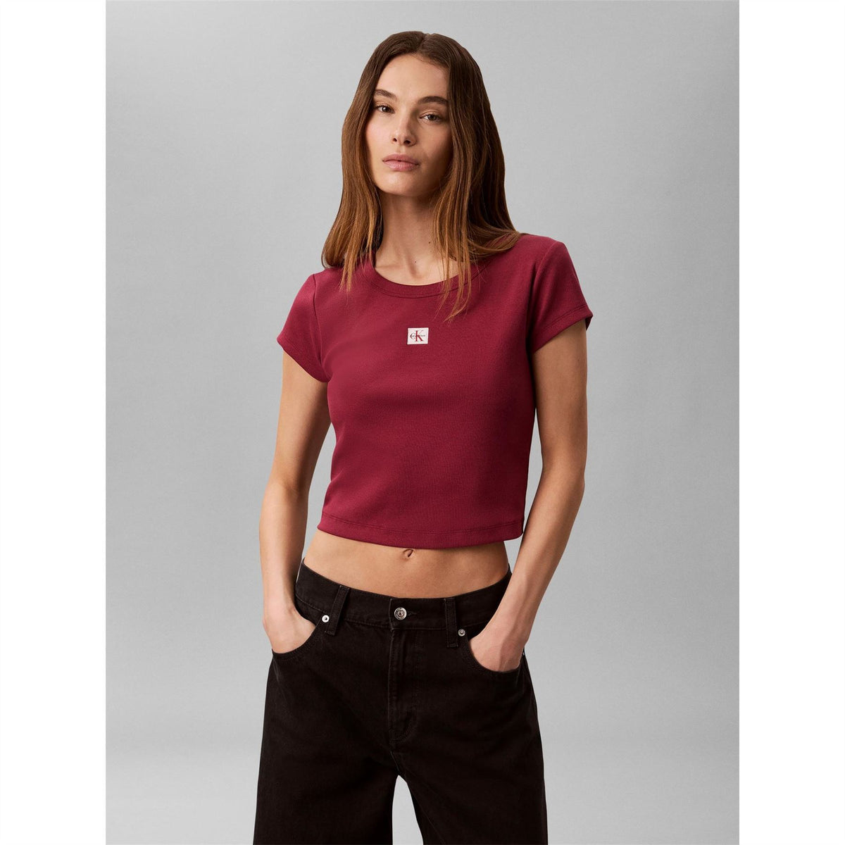 Calvin Klein Jeans Woven Ribbed Baby Tee