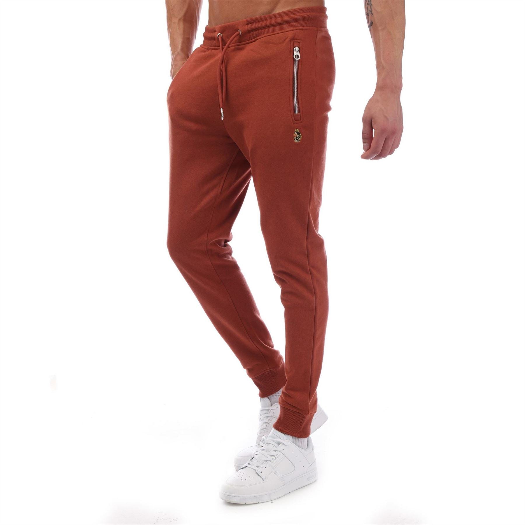 Luke Rome Solid Patterned Zipped Pocket Slim Joggers