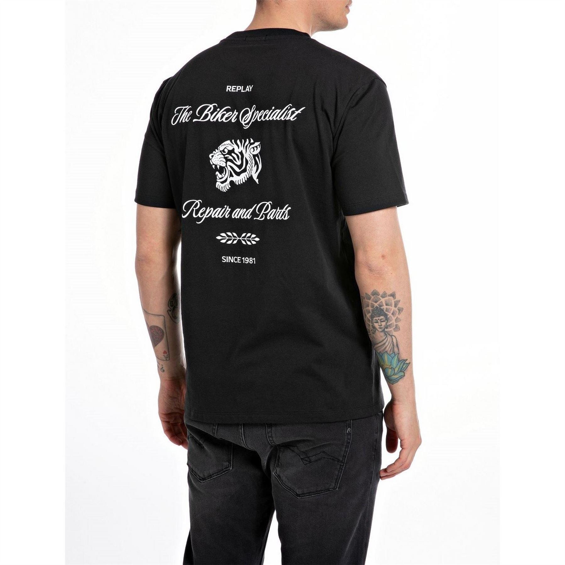 Replay Moto Print Regular Fit T-Shirt