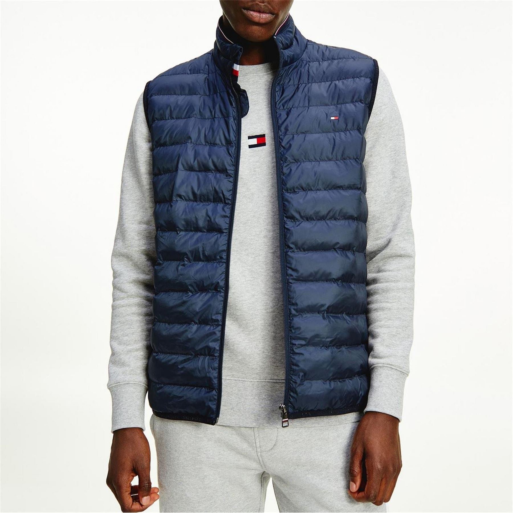 Tommy Hilfiger Duck Down Sleeveless Funnel Neck Zip Short Puffer Jacket