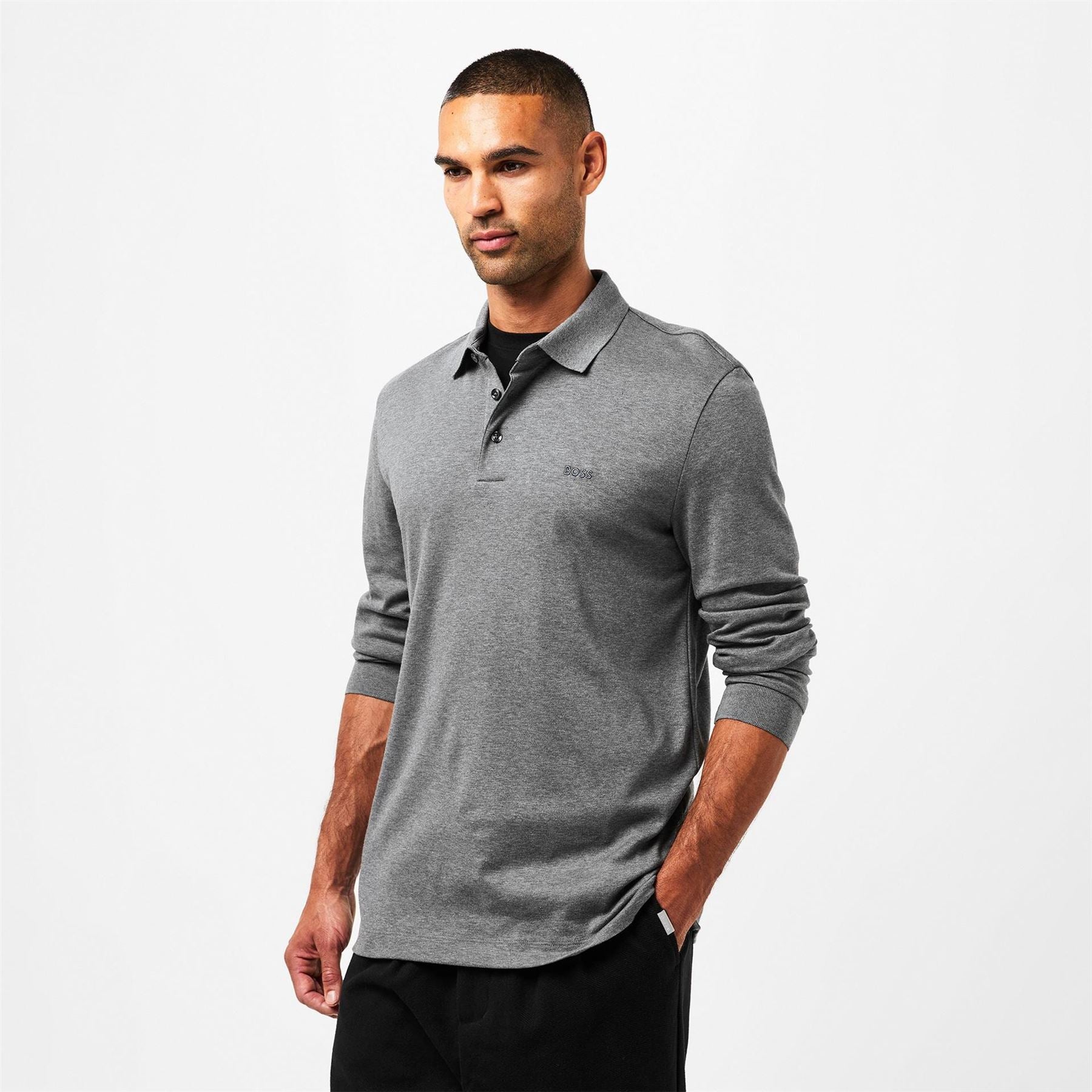 Boss Hbb Pado 30 Long Sleeve Polo Shirt, Iconic Logo Embroidered