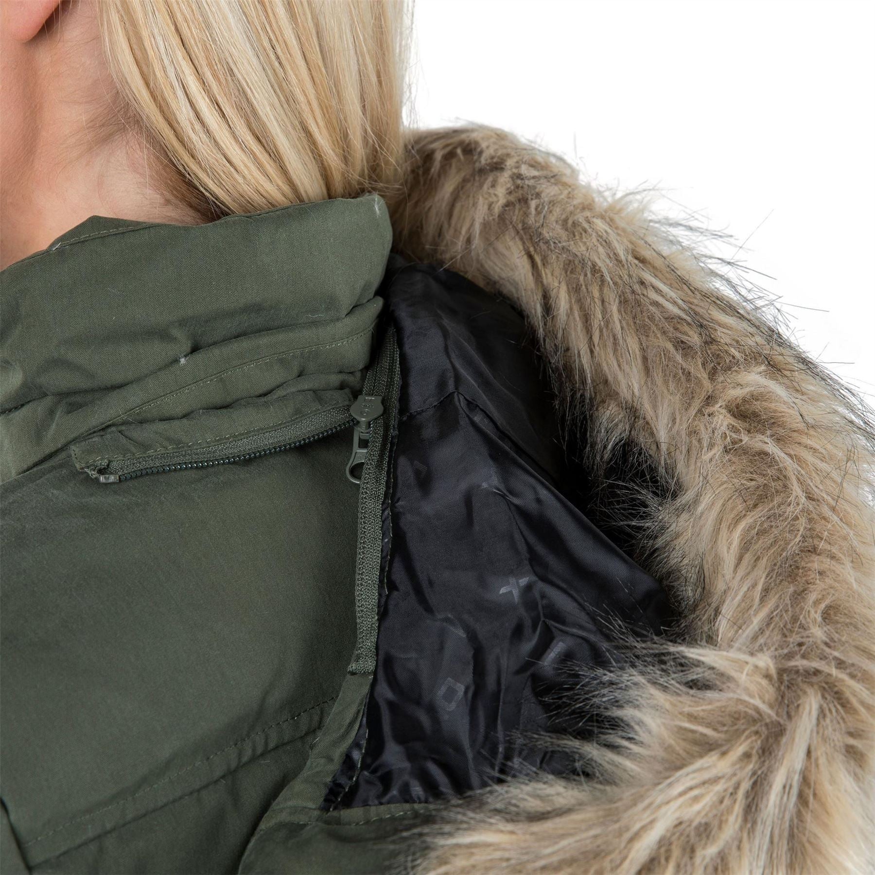 DLX Kendrick Solid Patterned Hooded Ribbed Cuff Down Jacket