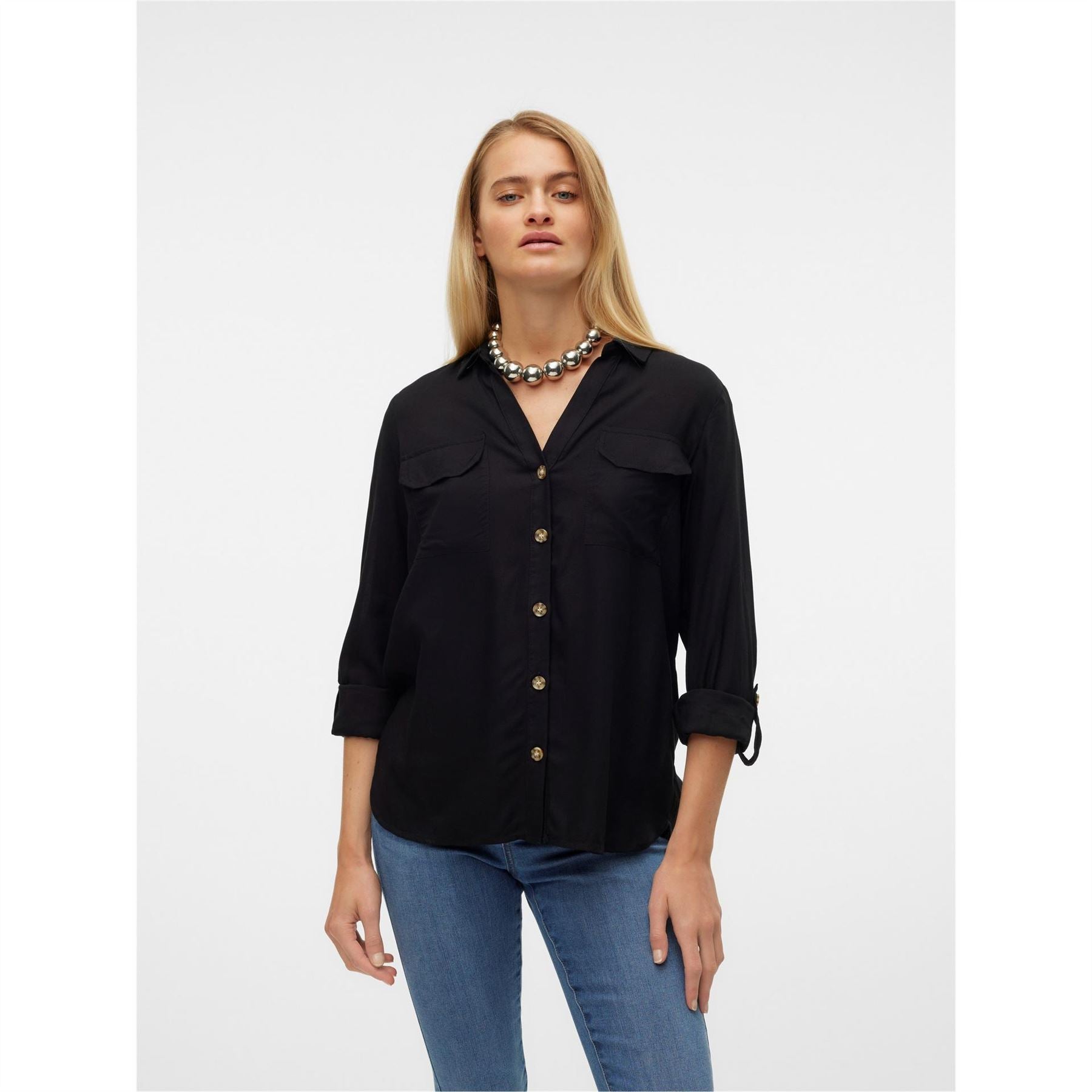 Vero Moda Bumpy Regular Fit V-Neck Long Sleeve Shirt