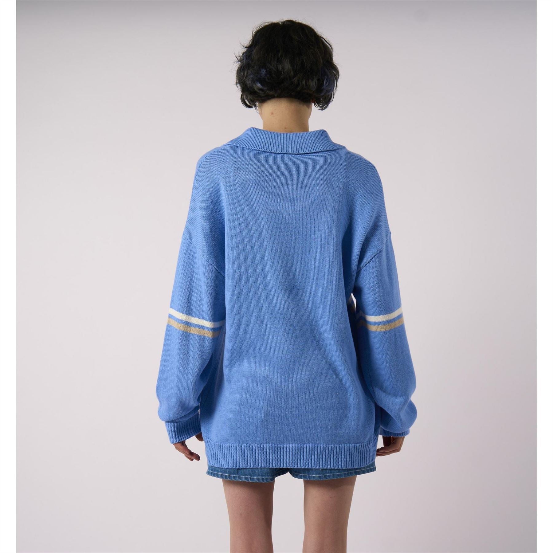 Kickers Adults Oversized Knitted Zip Through Crew Neck Jumper