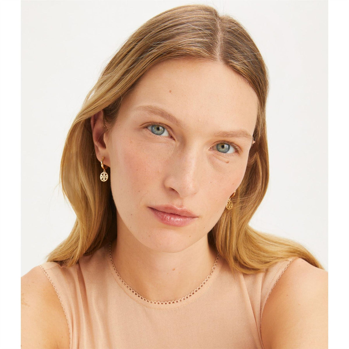 Tory Burch Miller Huggie Earrings with Charm