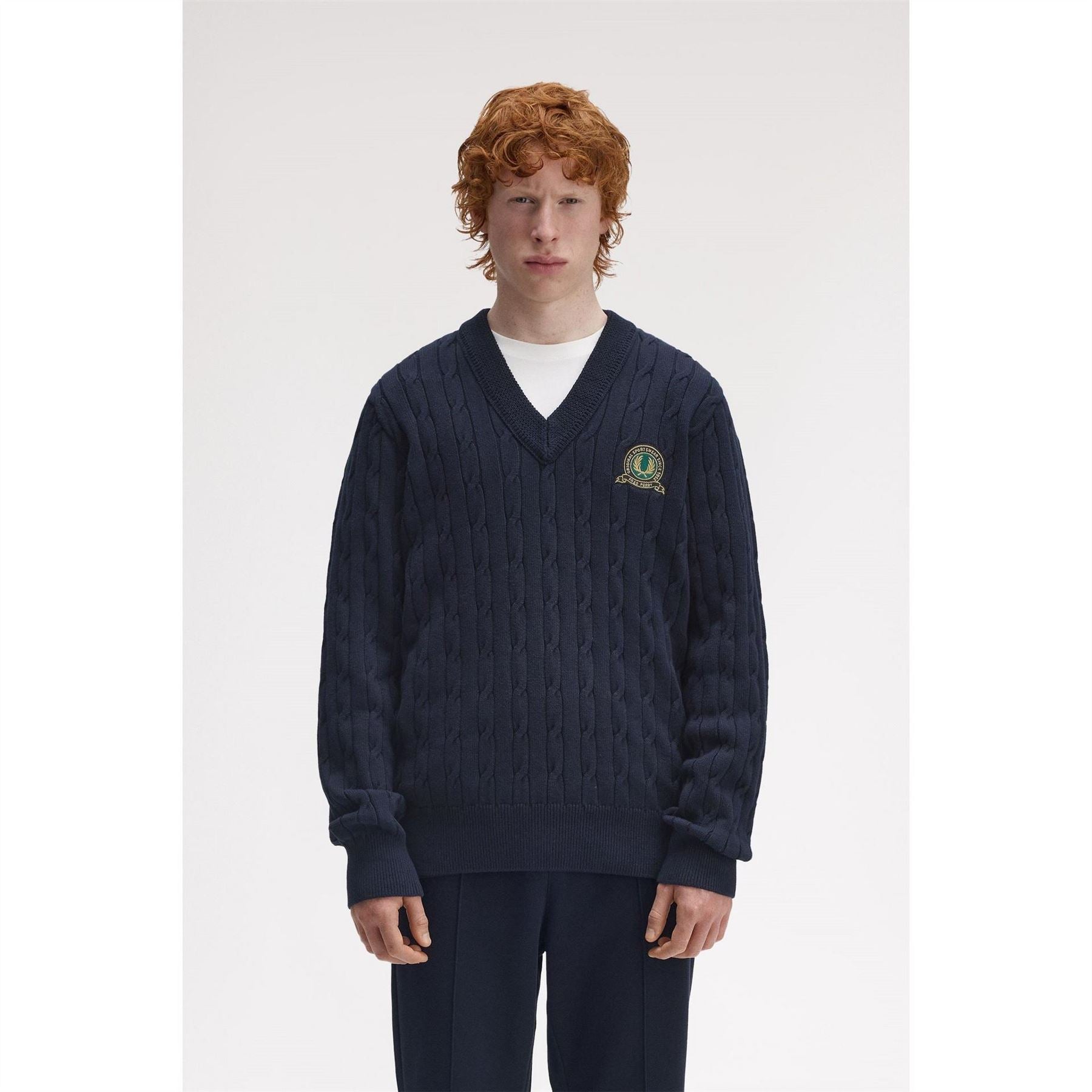 Fred Perry Badge Laurel Wreath Knitted Crew Neck Jumper