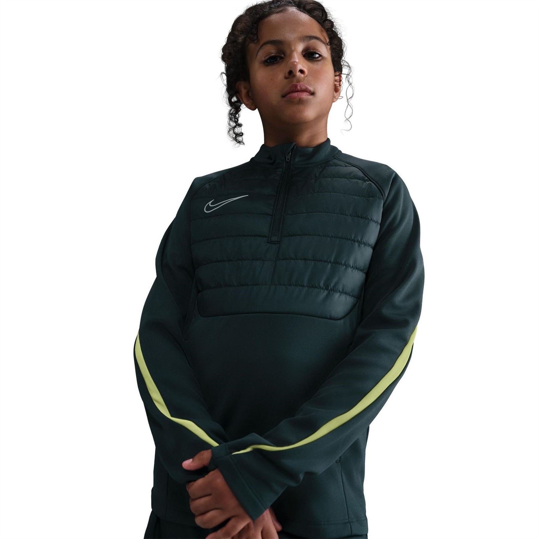 Nike Solid Patterned Half Zipper Band Collared Thumbhole Cuff Track Jacket