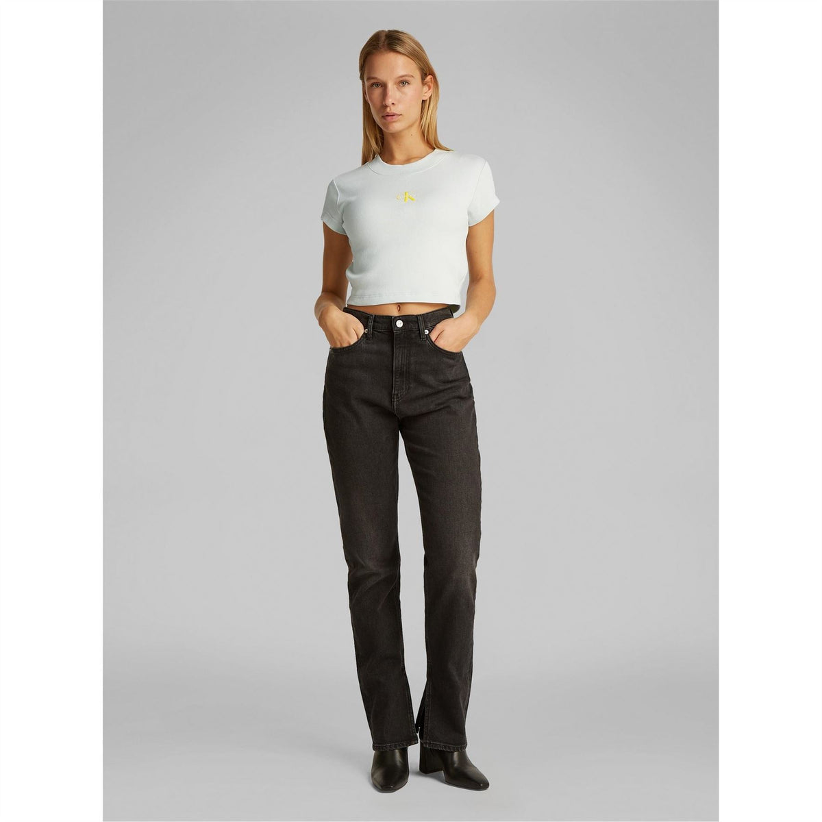 Calvin Klein Jeans Cropped Slim Fit Crew Neck T-Shirt