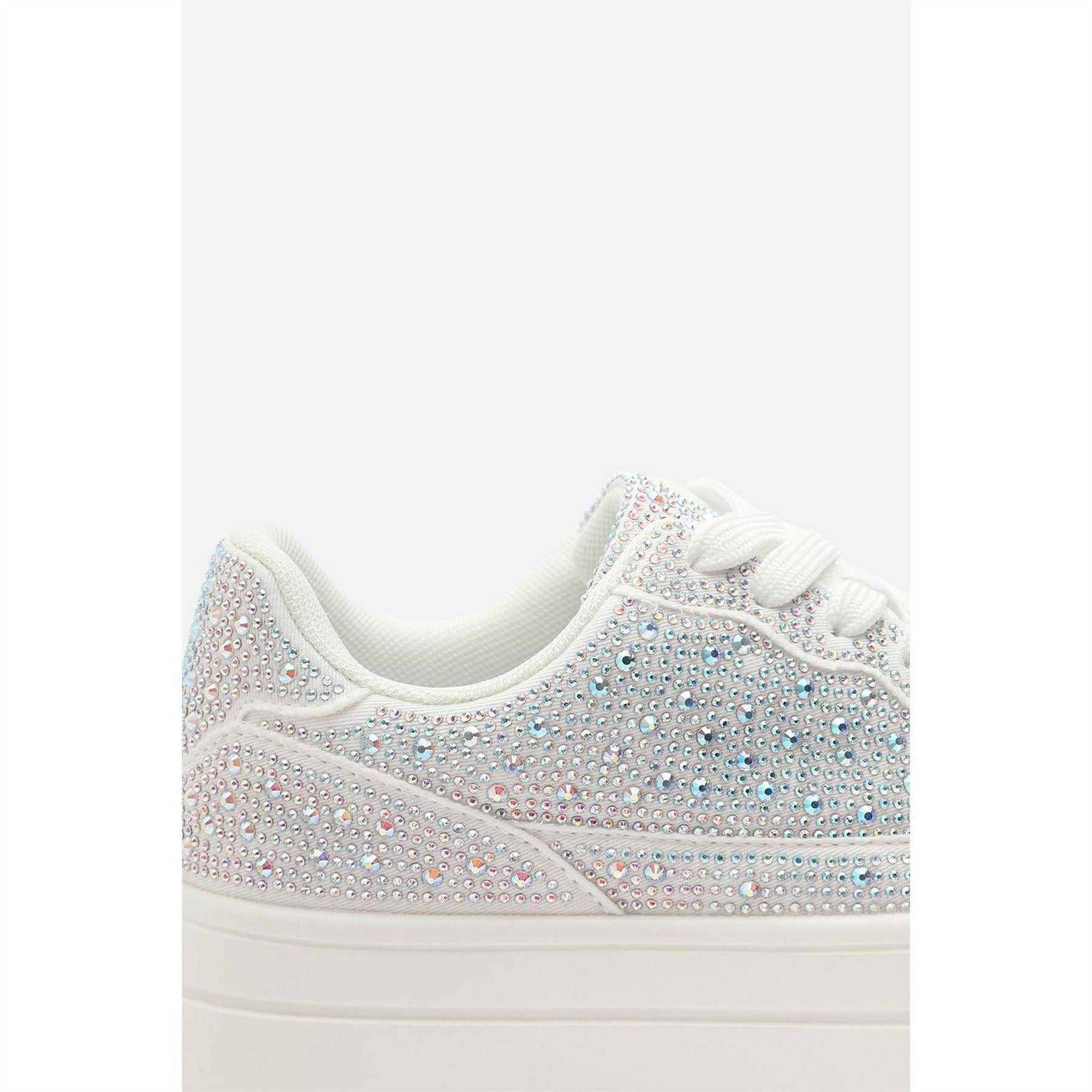 Wheres That From Wedge Lace Up Trainer With Diamante Detail