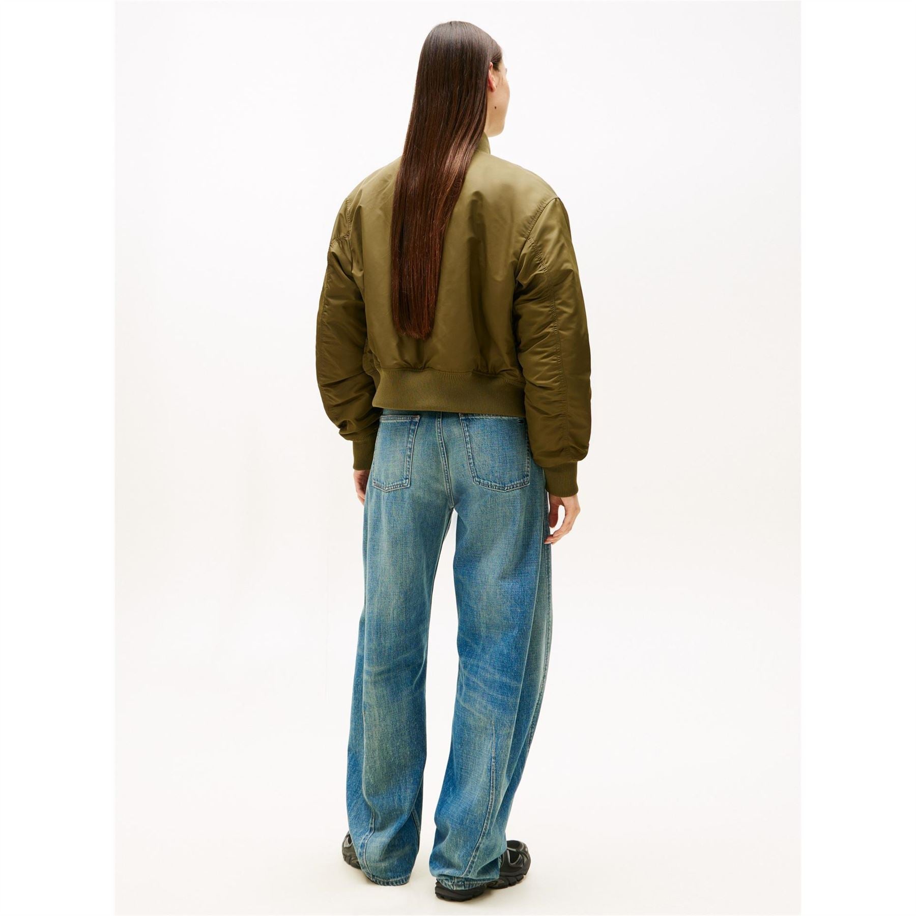 Tommy Jeans Essential Solid Patterned Bomber Jacket with Ribbed Cuff