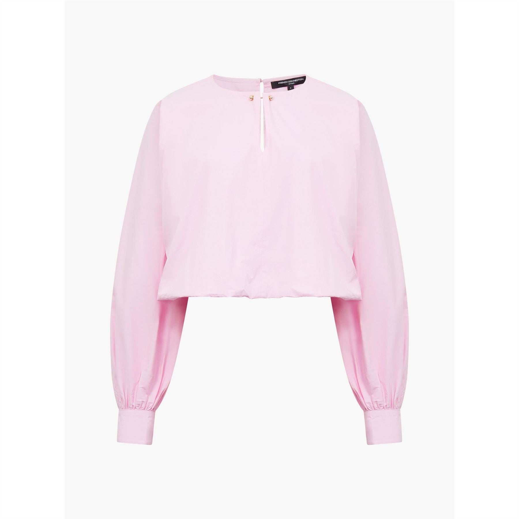 French Connection Relaxed Fit Keyhole Neck Long Sleeve Blouse