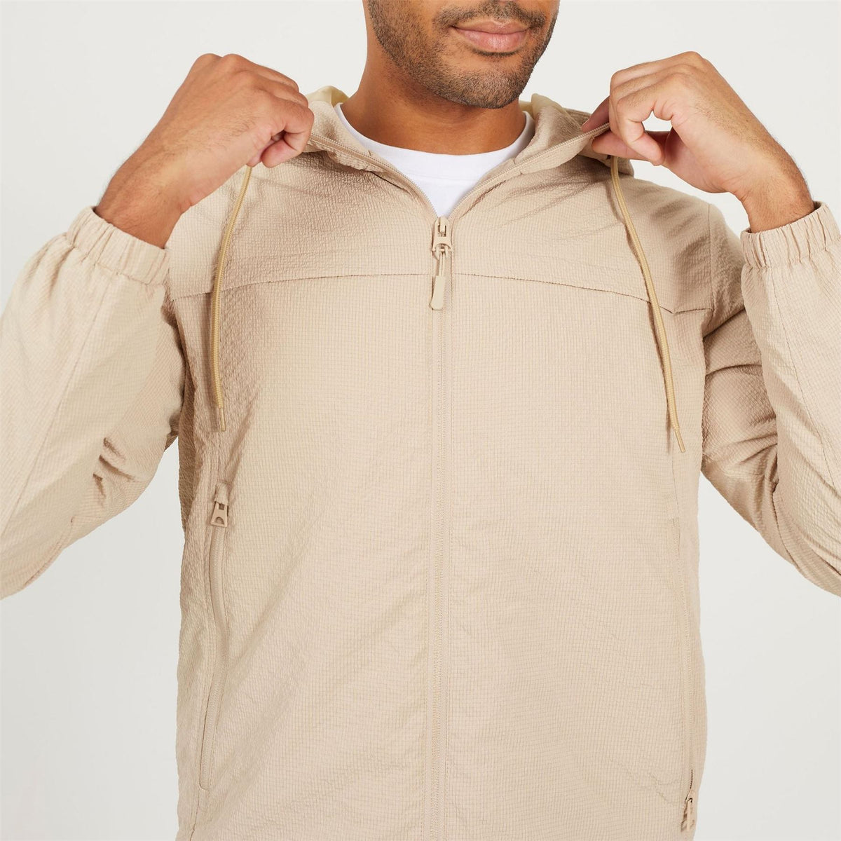 Brave Soul Mens Clasic Wind Runner Jacket In Stone
