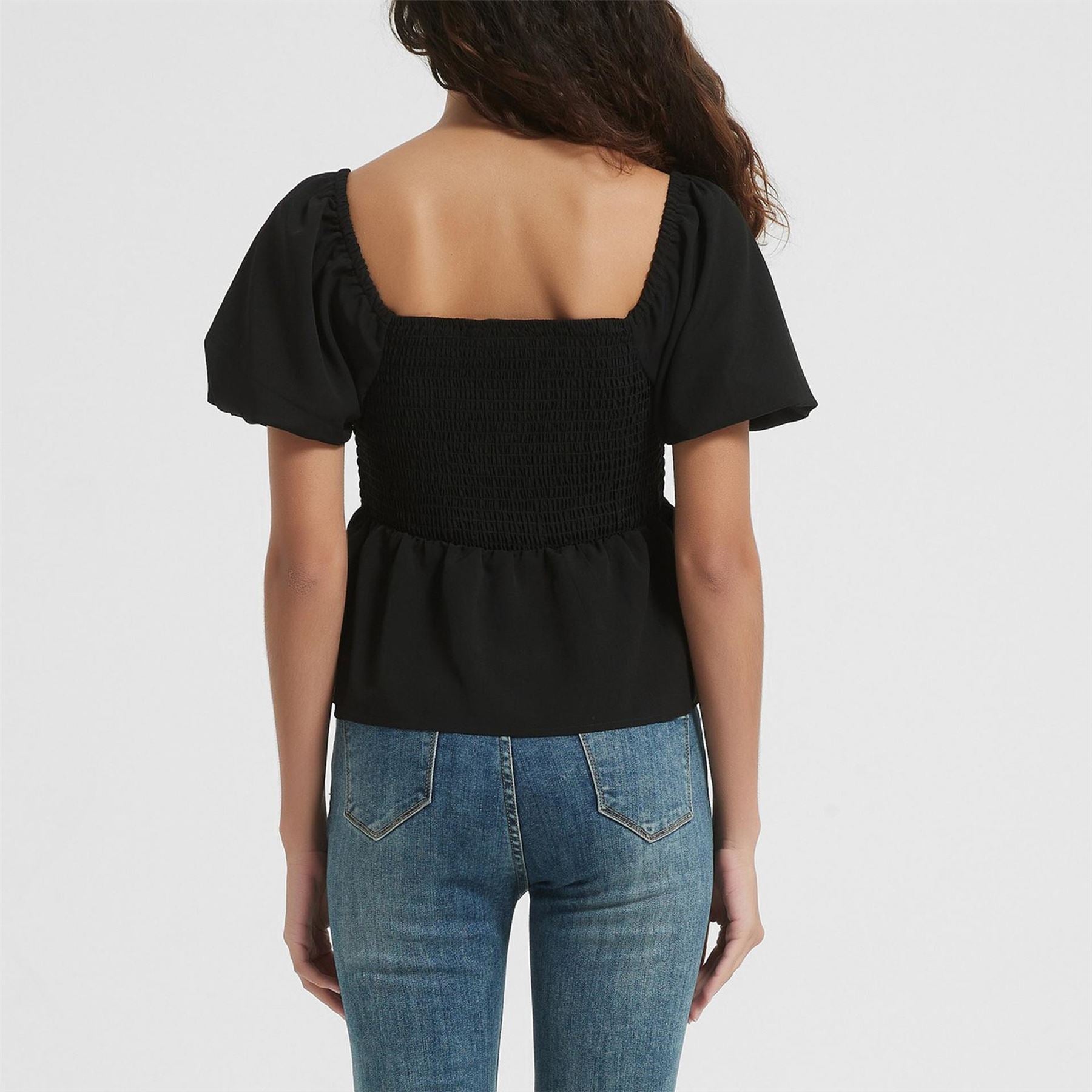 Be You Square Neck Regular Fit Short Sleeve Blouse