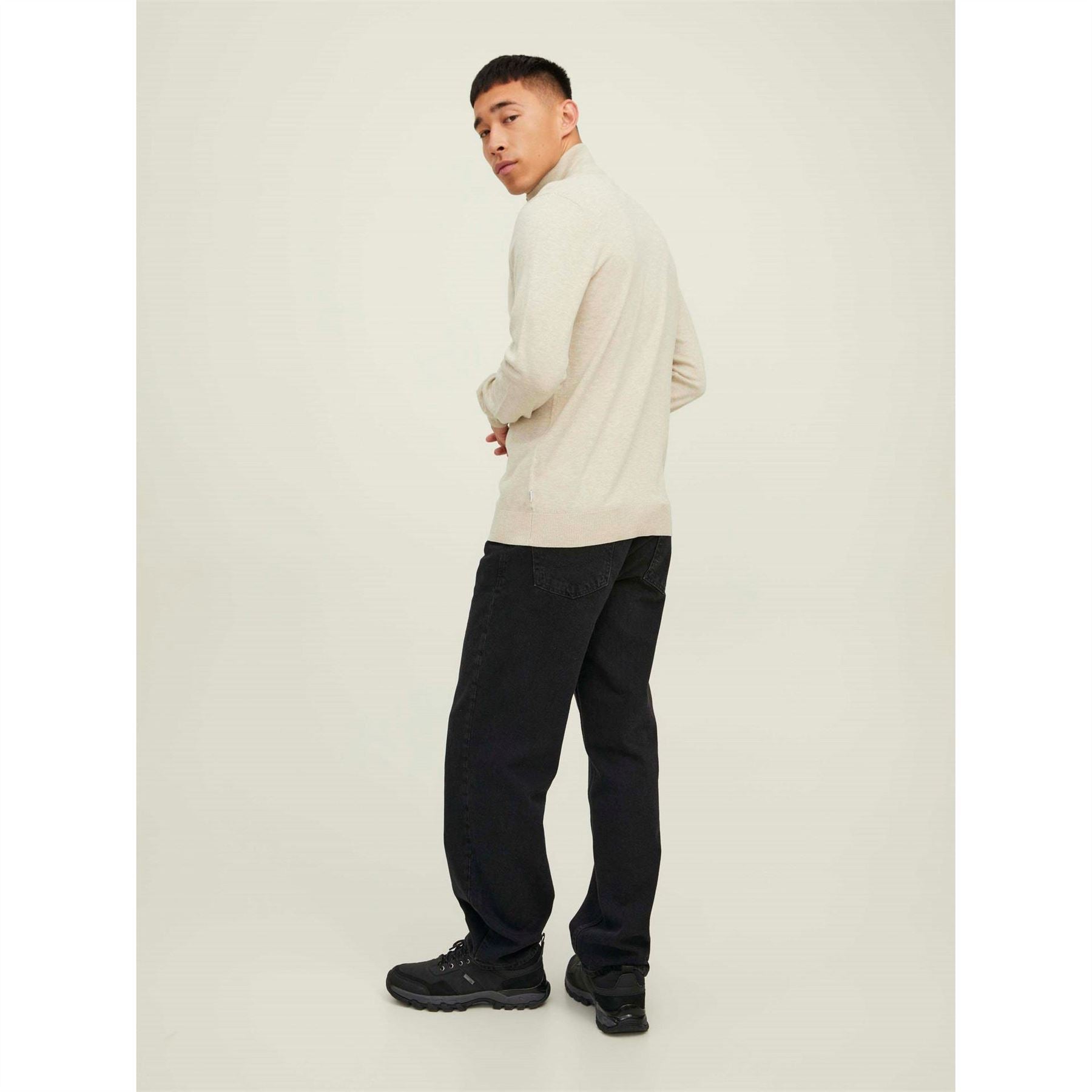 Jack and Jones Mens Emil Half Zip Knitted Top
