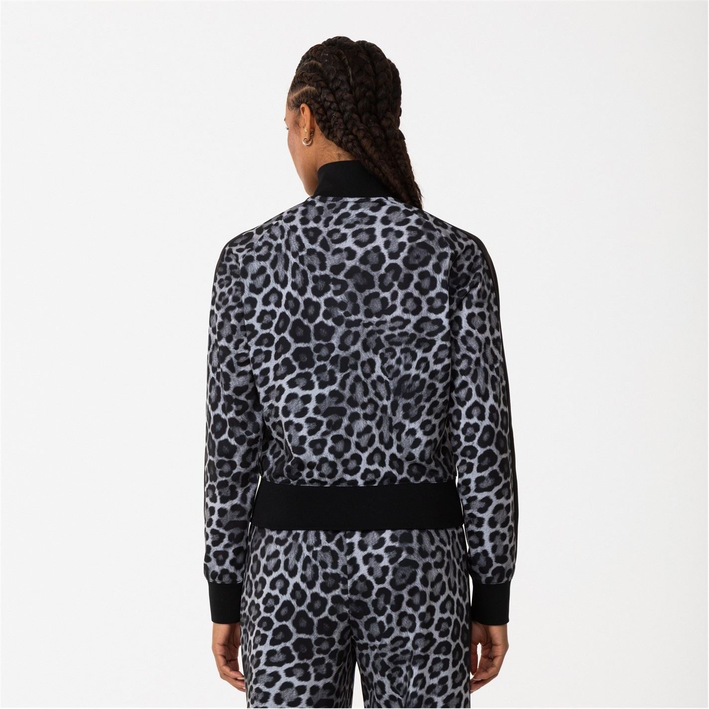Puma Animal Patterned Mock Neck Ribbed Cuff Track Jacket