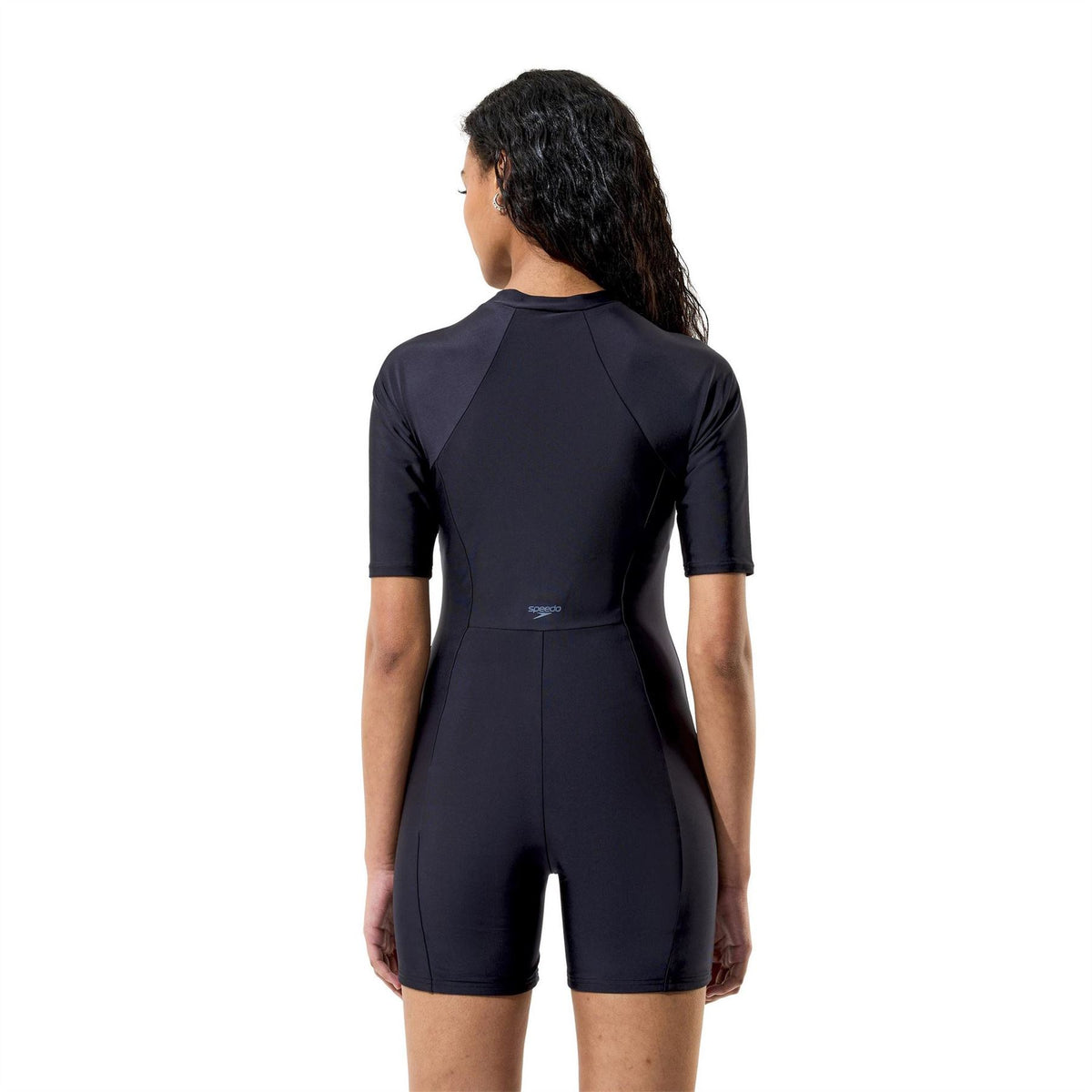 Speedo Short Sleeve Snug Fit Swimsuit with Front Zipper
