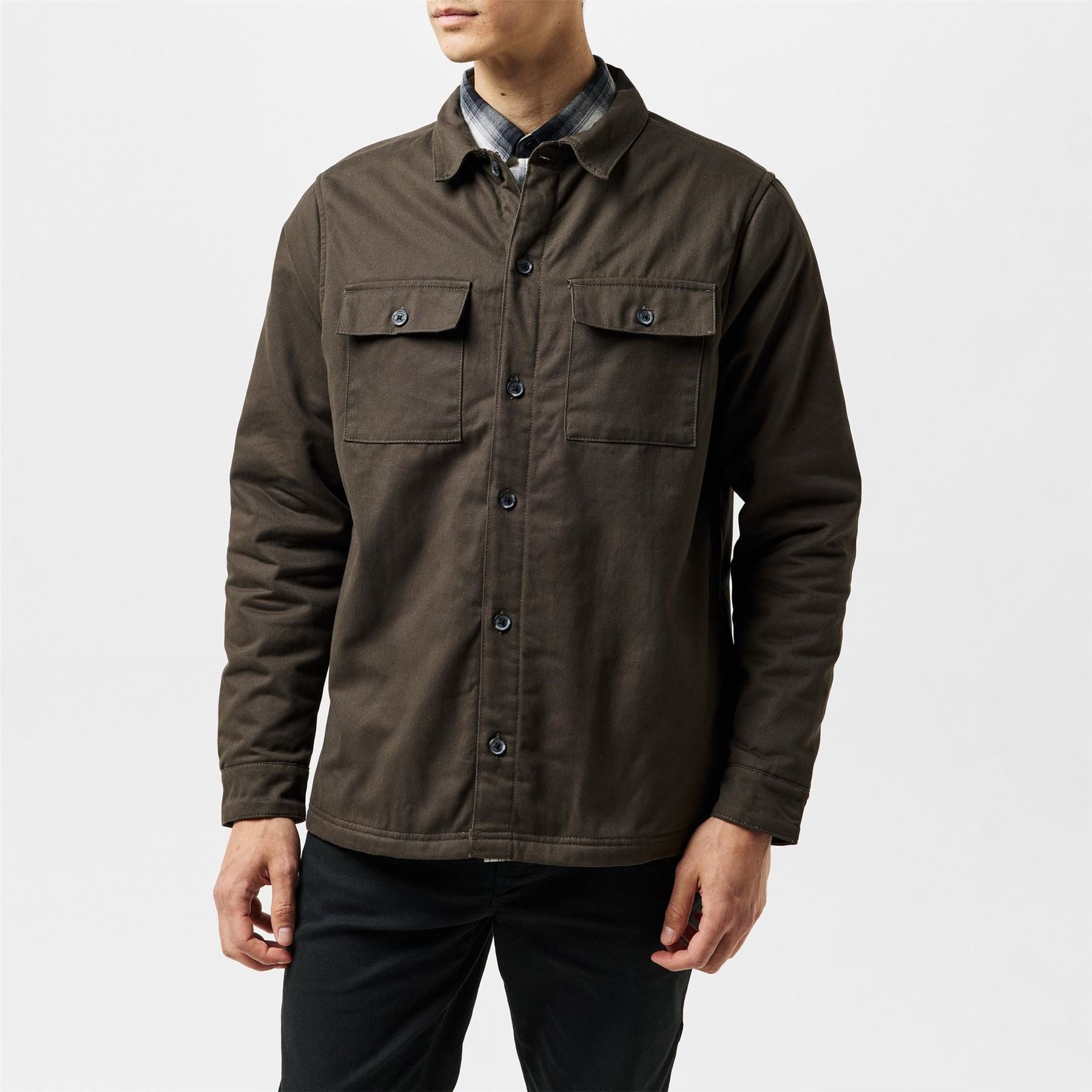Threadbare Plaid Snap Button Shirt Jacket with Chest Pocket